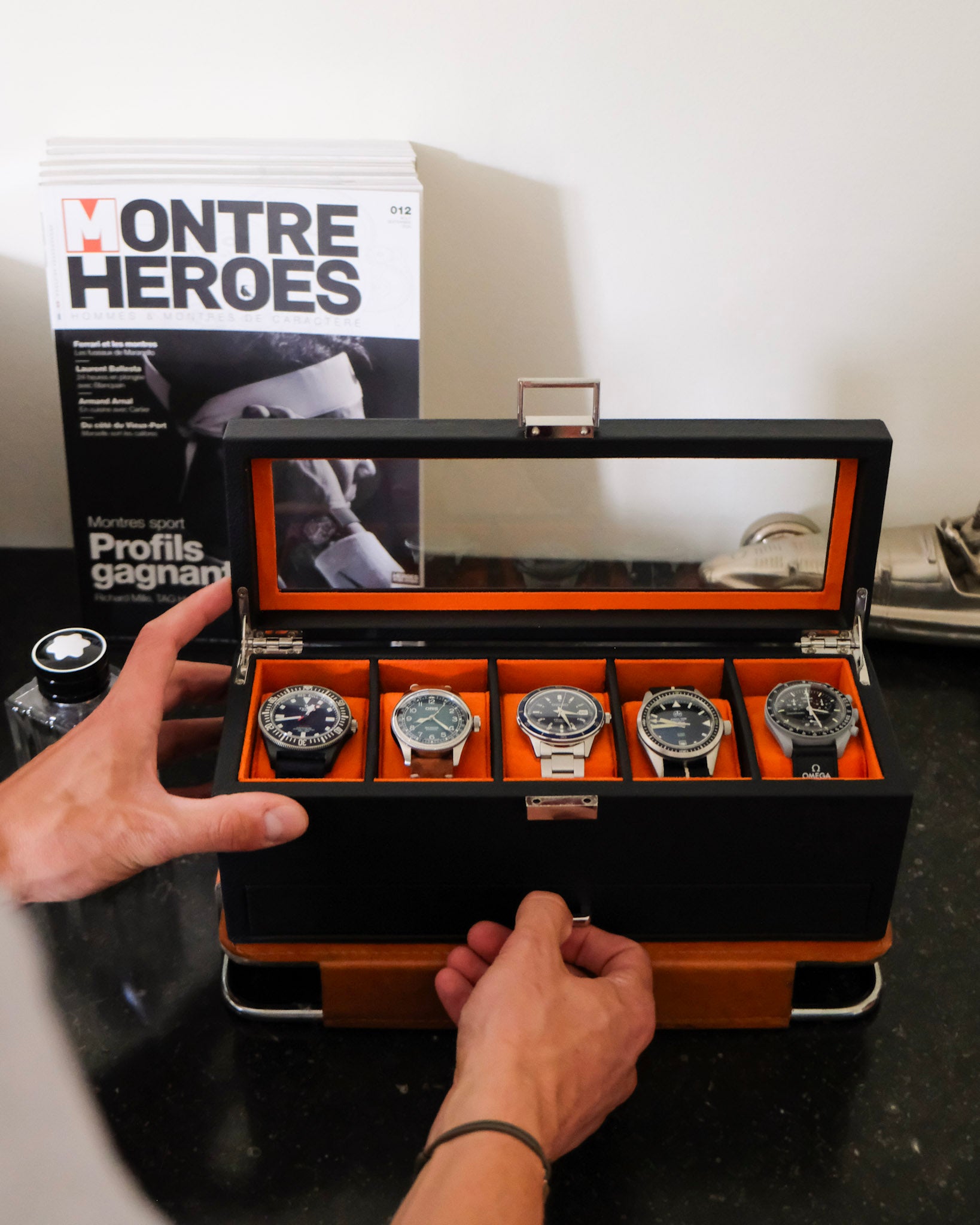 Jean watch box 5 slots + drawer