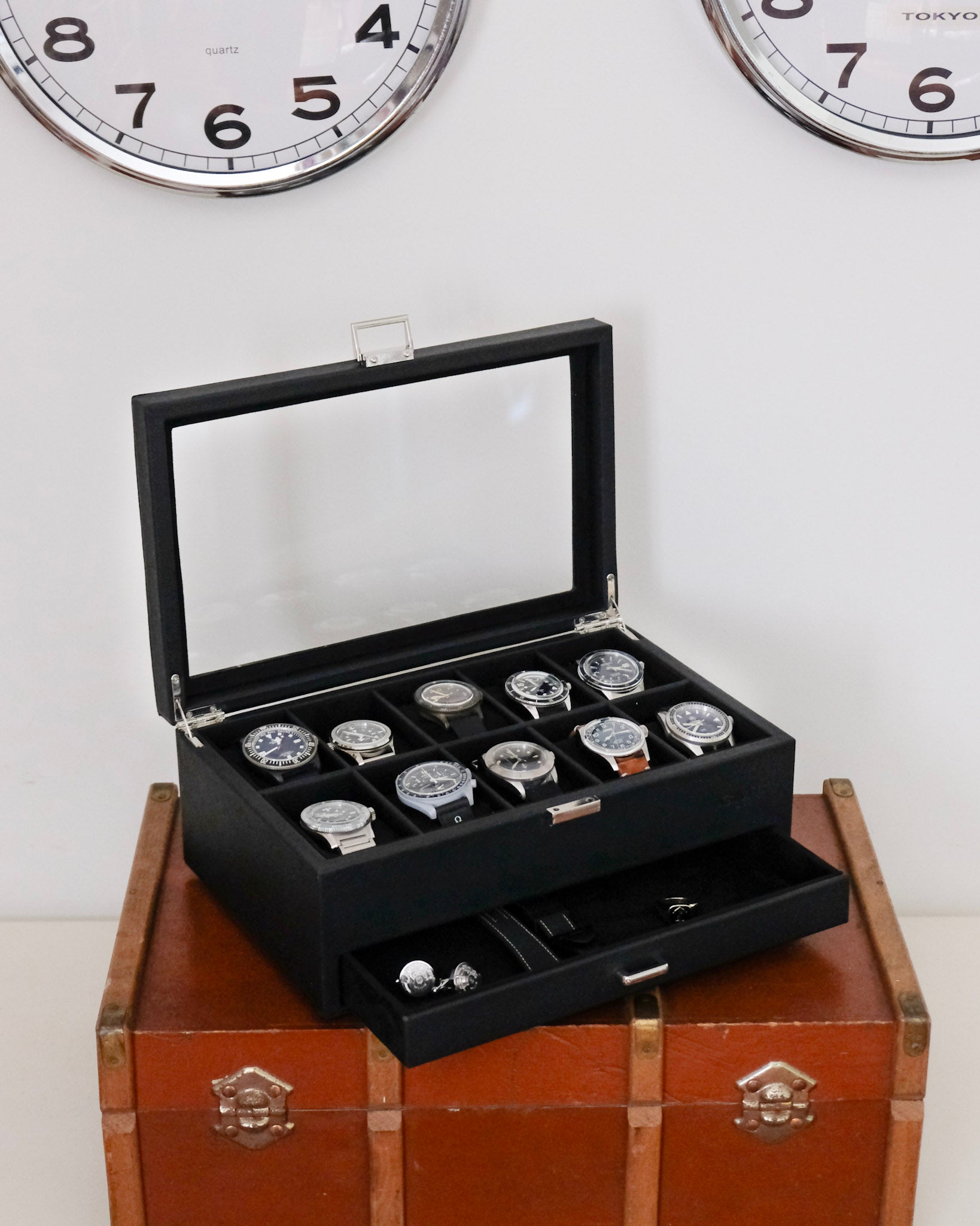 Jean watch box 10 slots + drawer