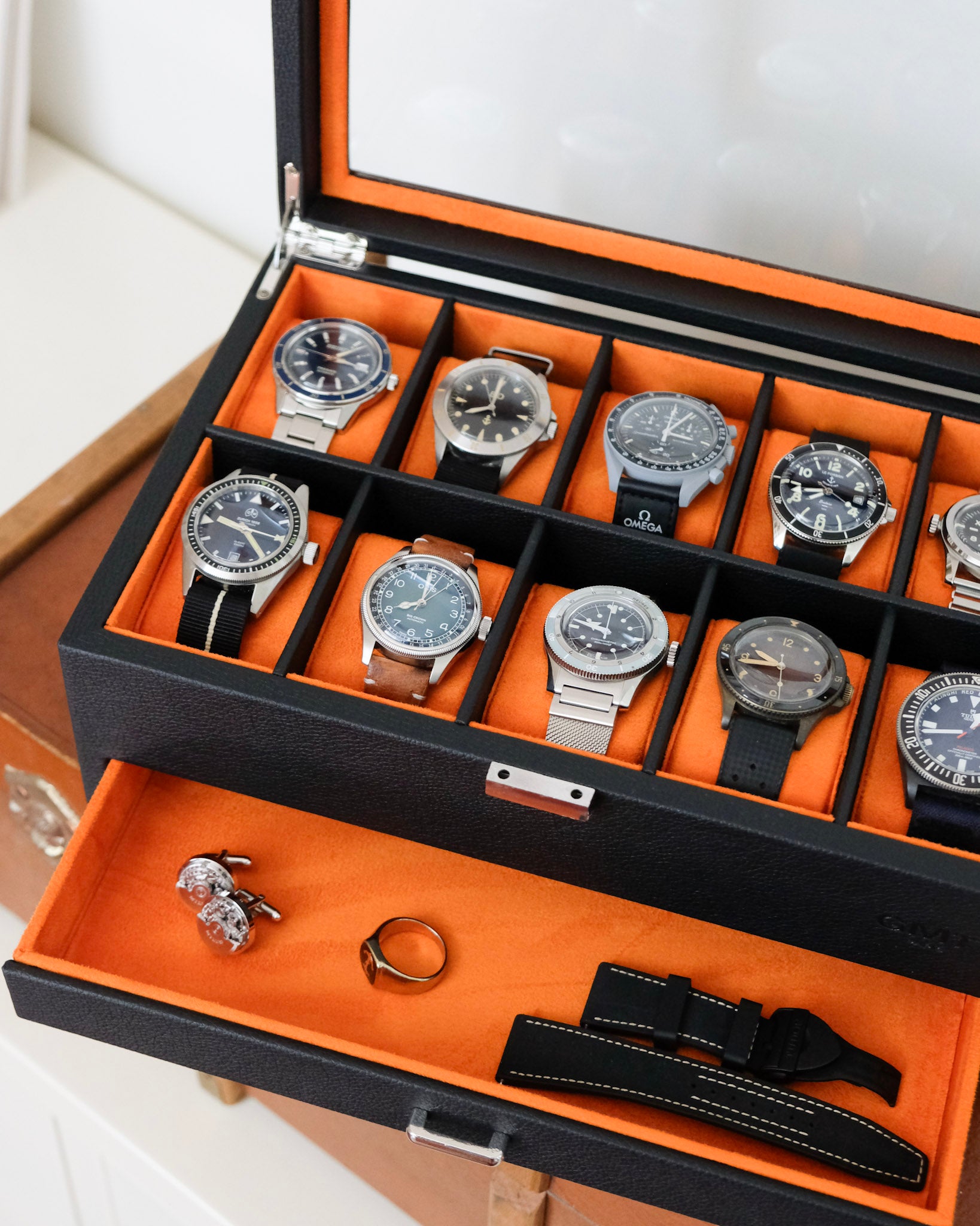 Jean watch box 10 slots + drawer