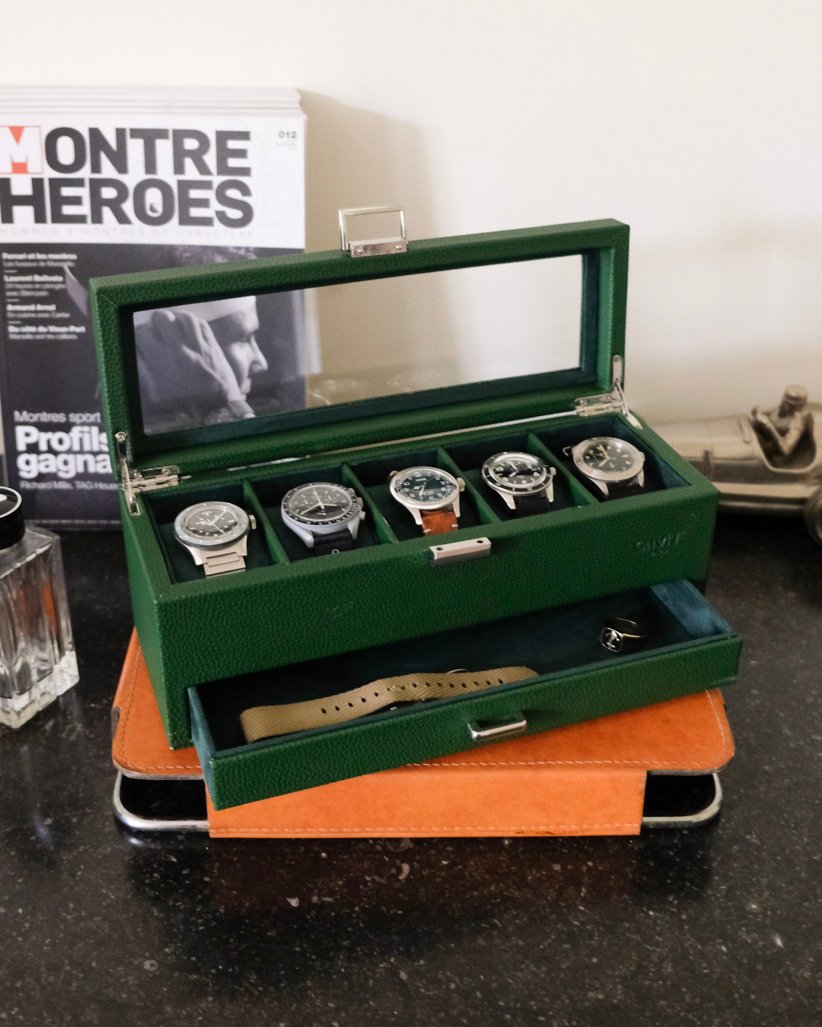 Jean watch box 5 slots + drawer