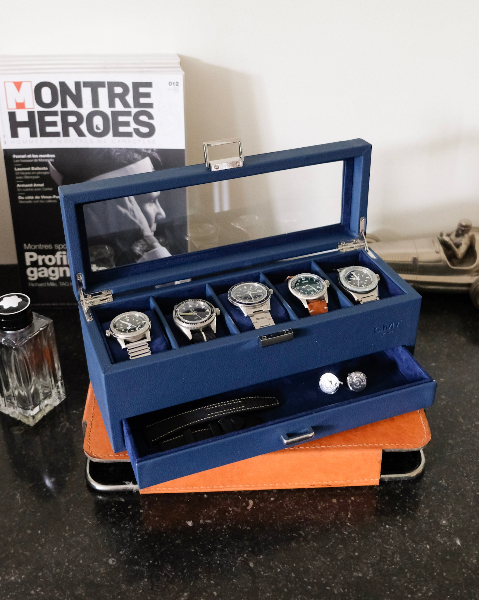 Jean watch box 5 slots + drawer