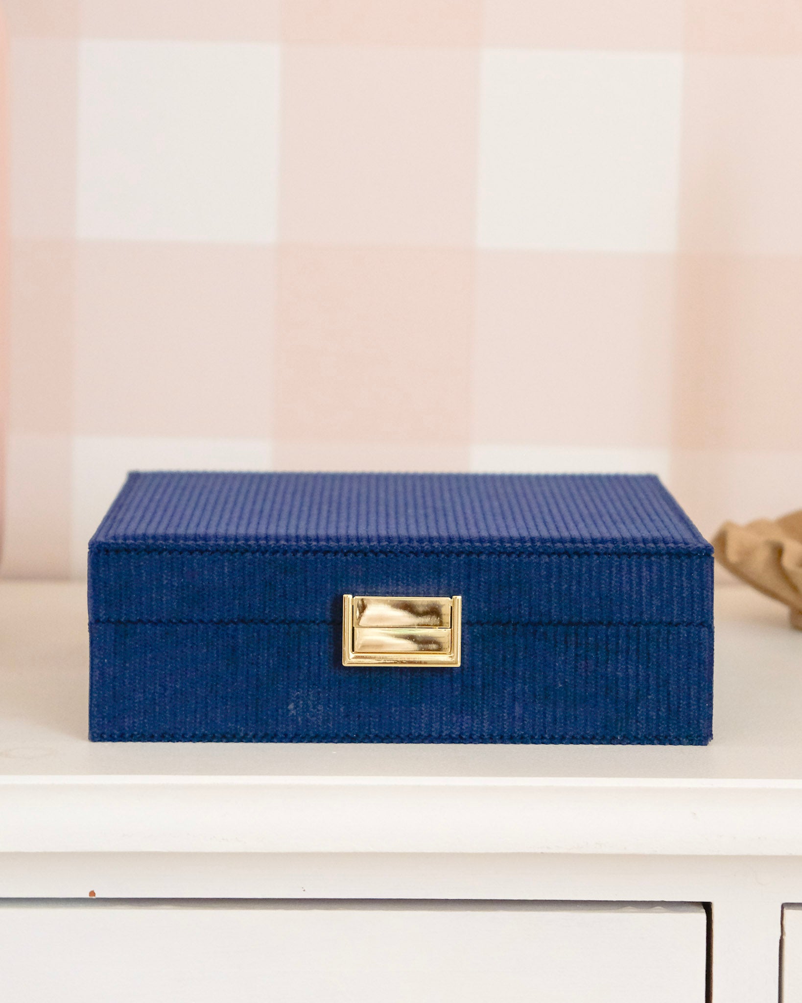 Boîte à bijoux Anne en velours côtelé