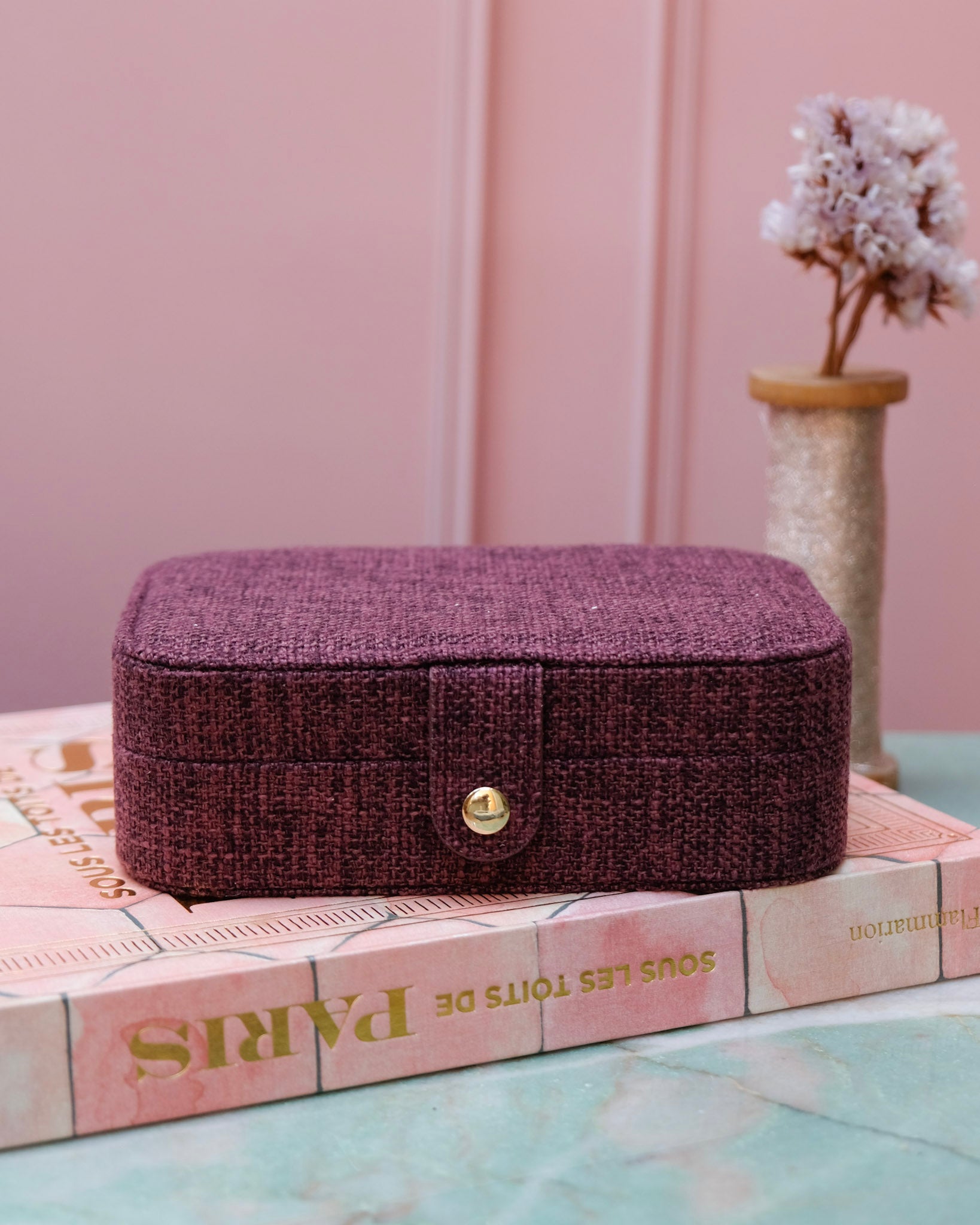 Brigitte linen effect travel jewelry box