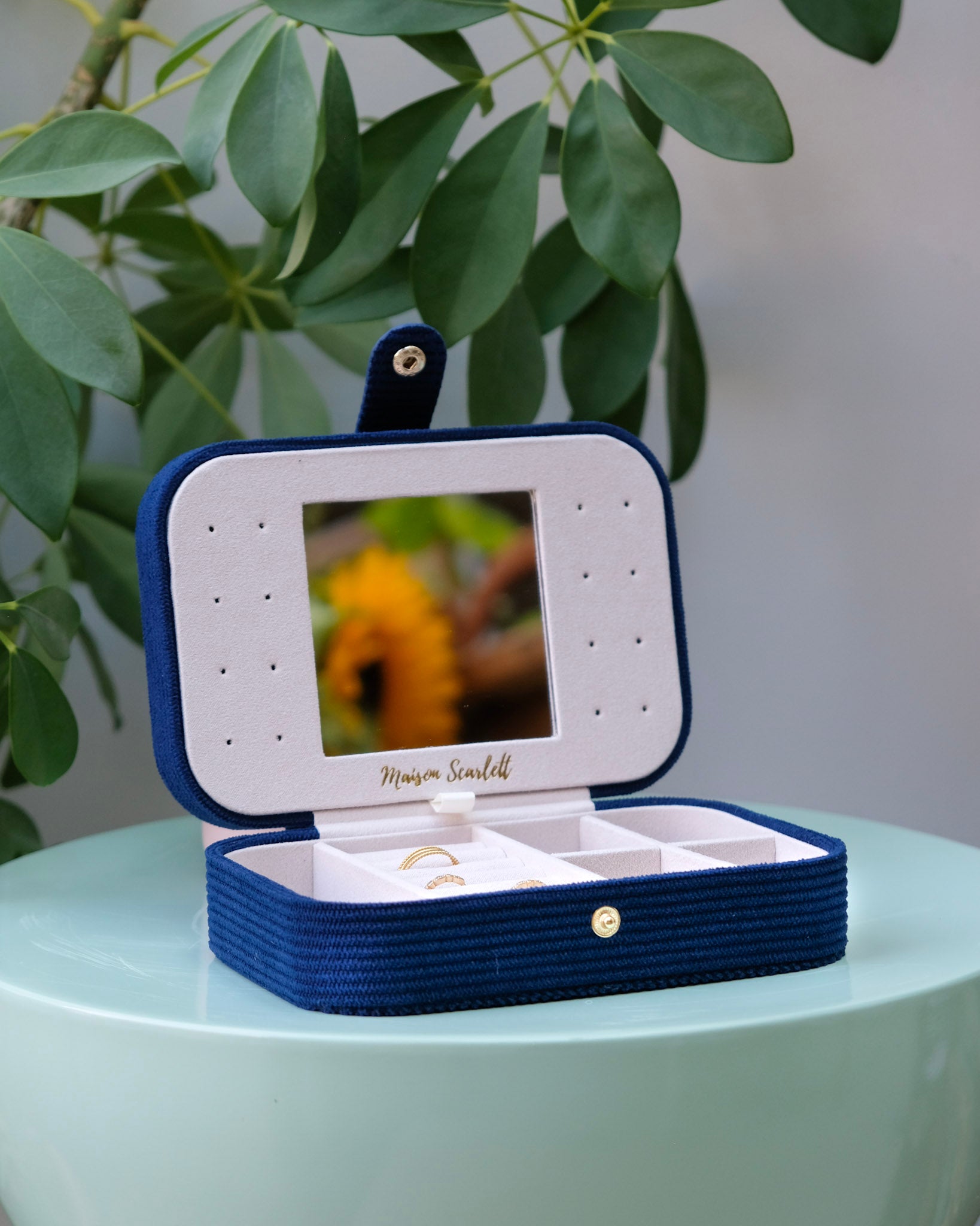 Brigitte corduroy travel jewelry box