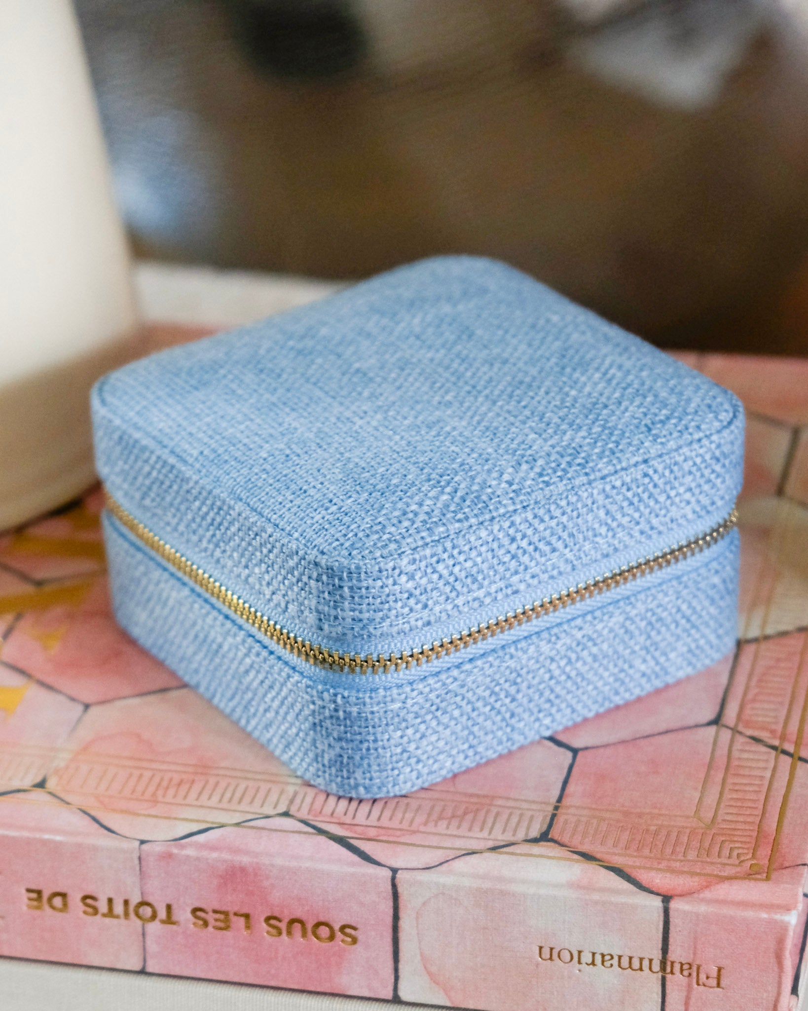 Corinne linen effect travel jewelry box