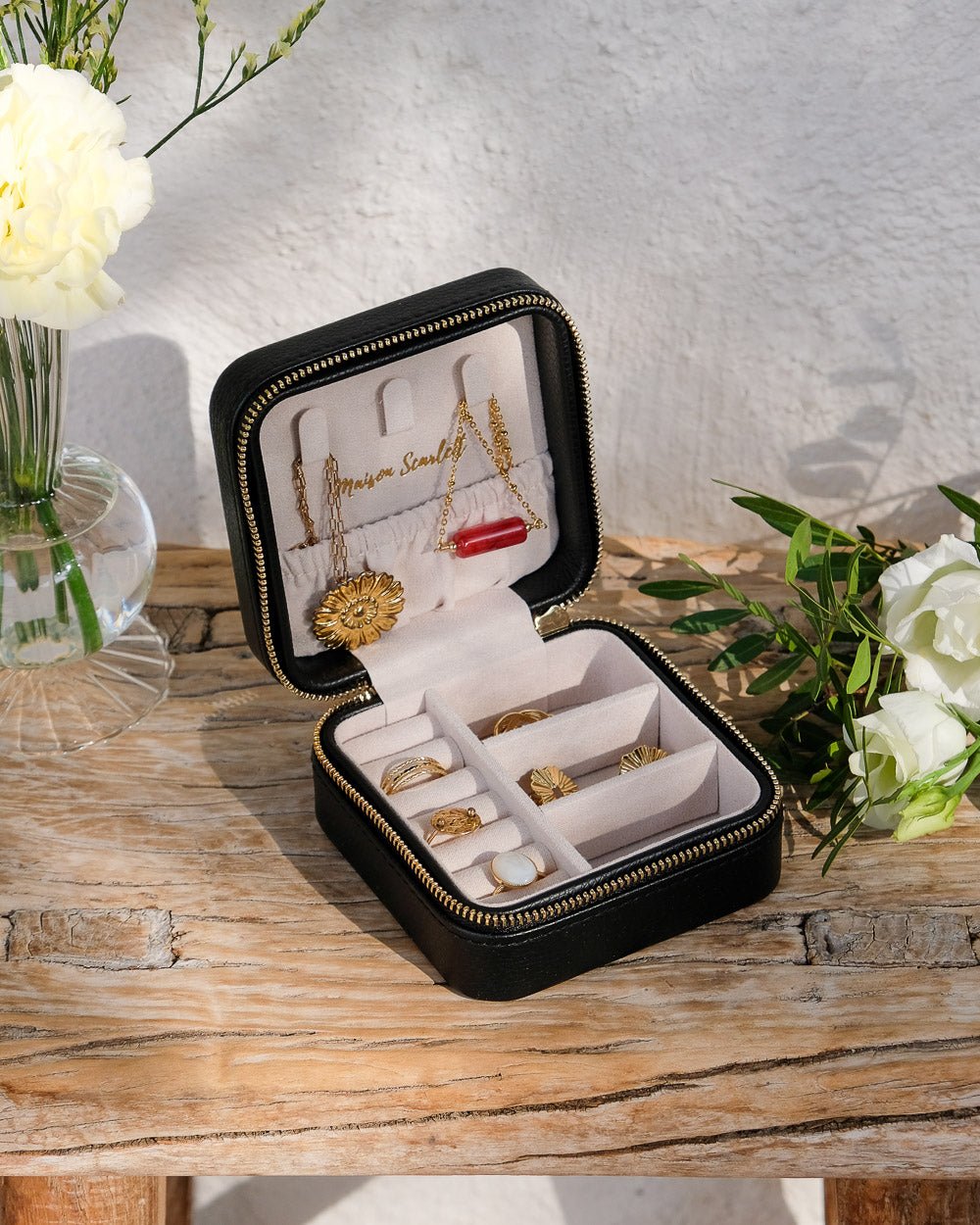 Corinne PU leather travel jewelry box