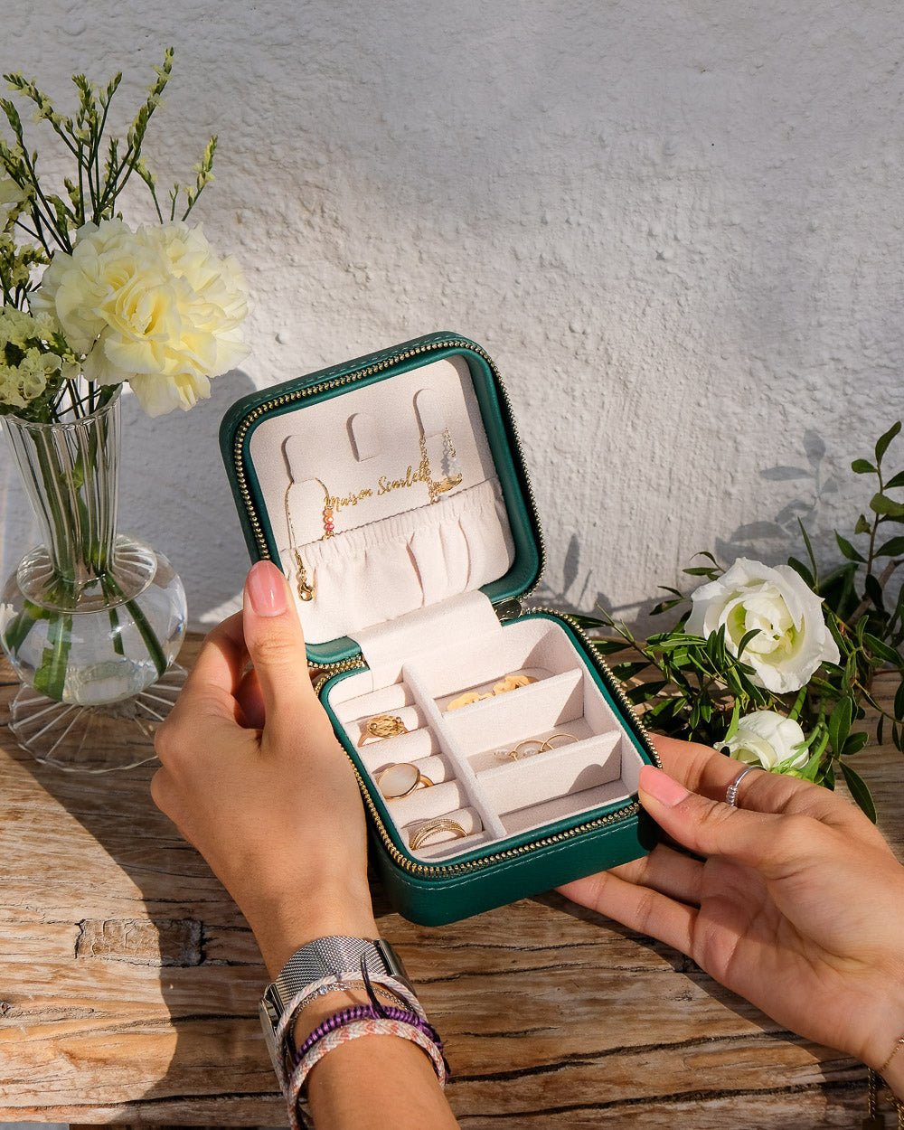 Corinne PU leather travel jewelry box