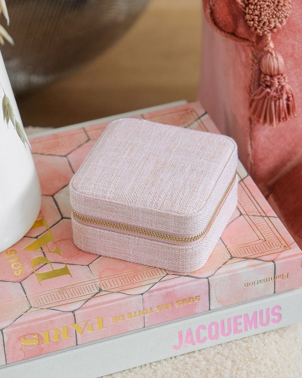 Corinne linen effect travel jewelry box