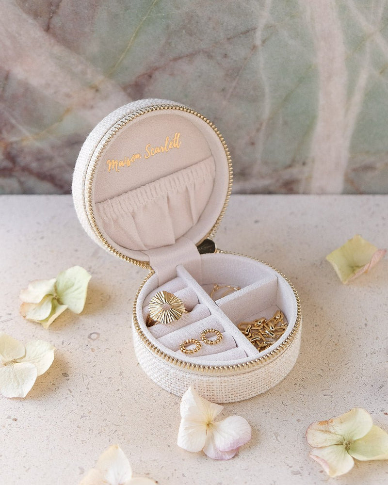 Boîte à bijoux de voyage Yvonne effet lin