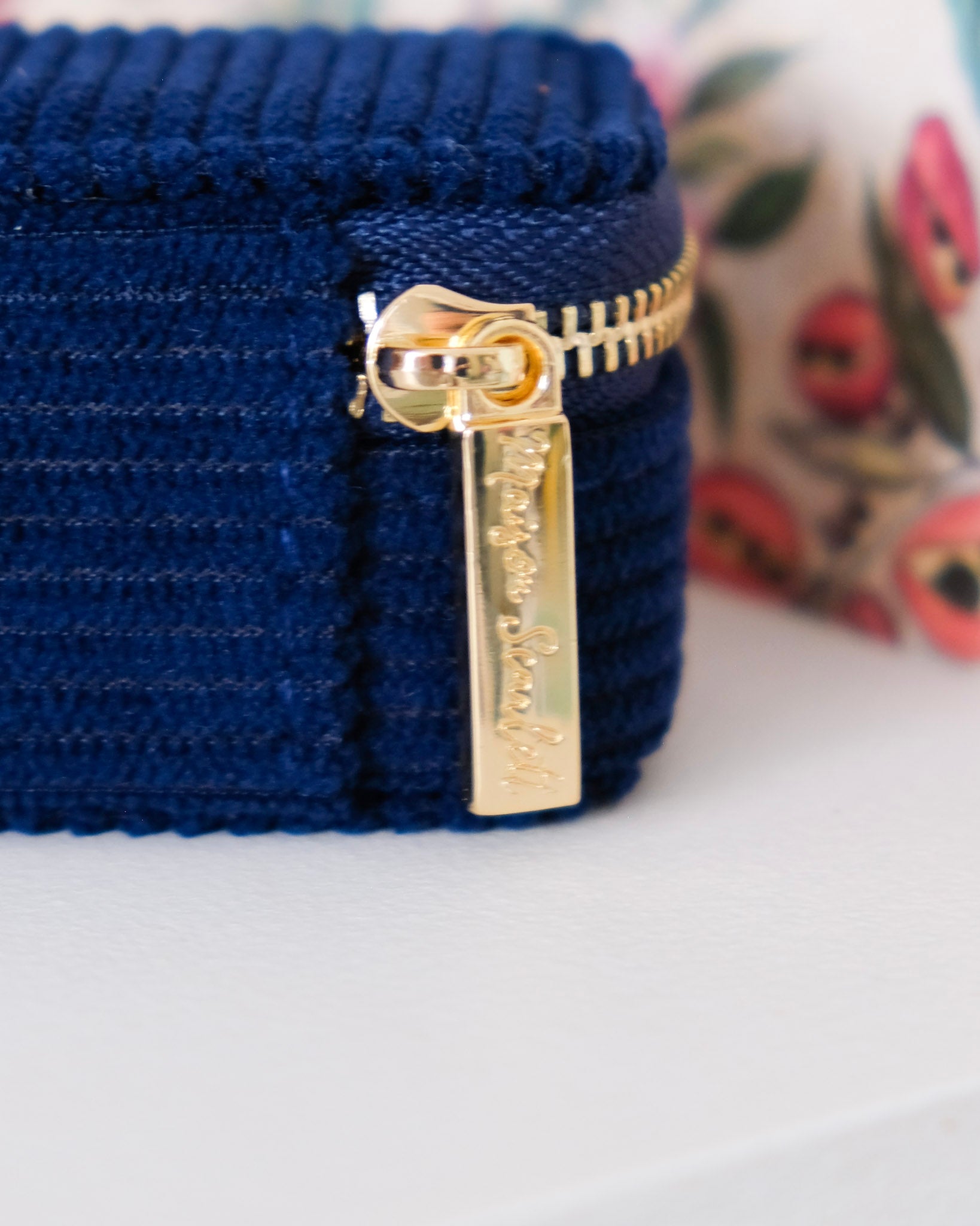 Marie corduroy mini travel jewelry box