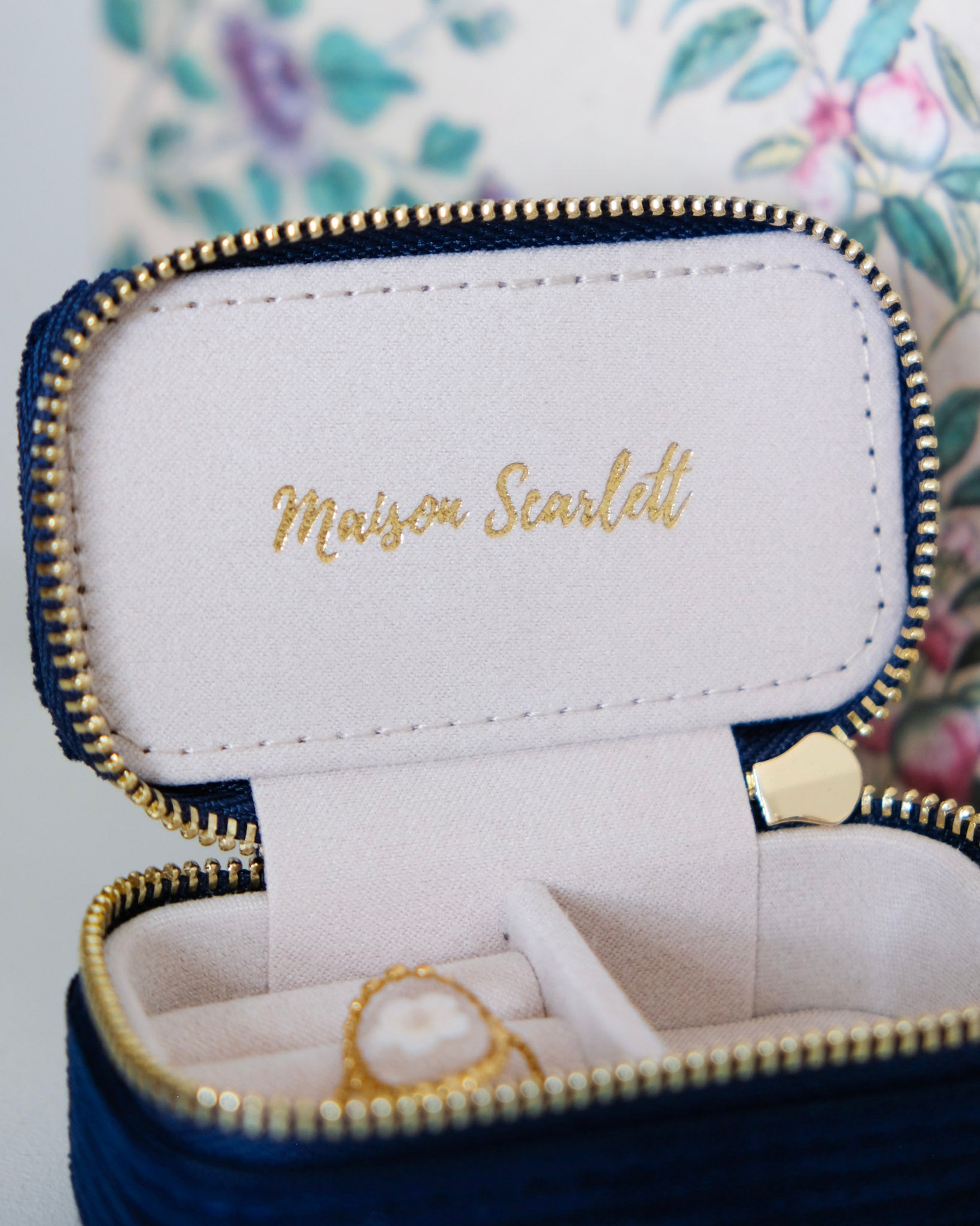 Marie corduroy mini travel jewelry box