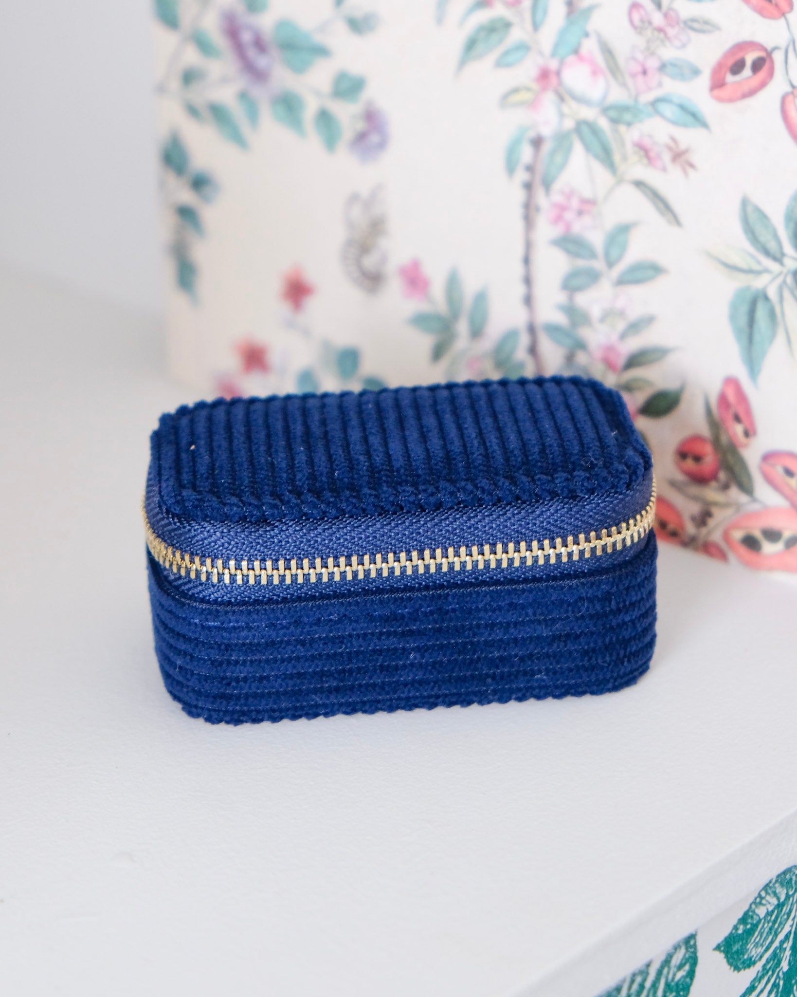 Marie corduroy mini travel jewelry box