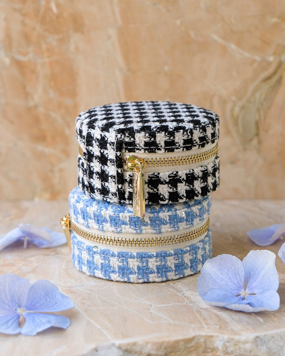 Yvonne houndstooth travel jewelry box