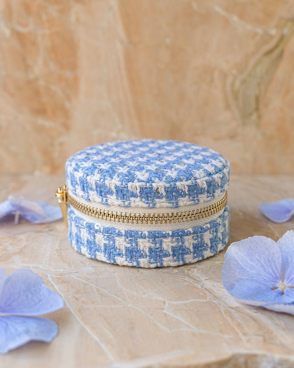 Yvonne houndstooth travel jewelry box