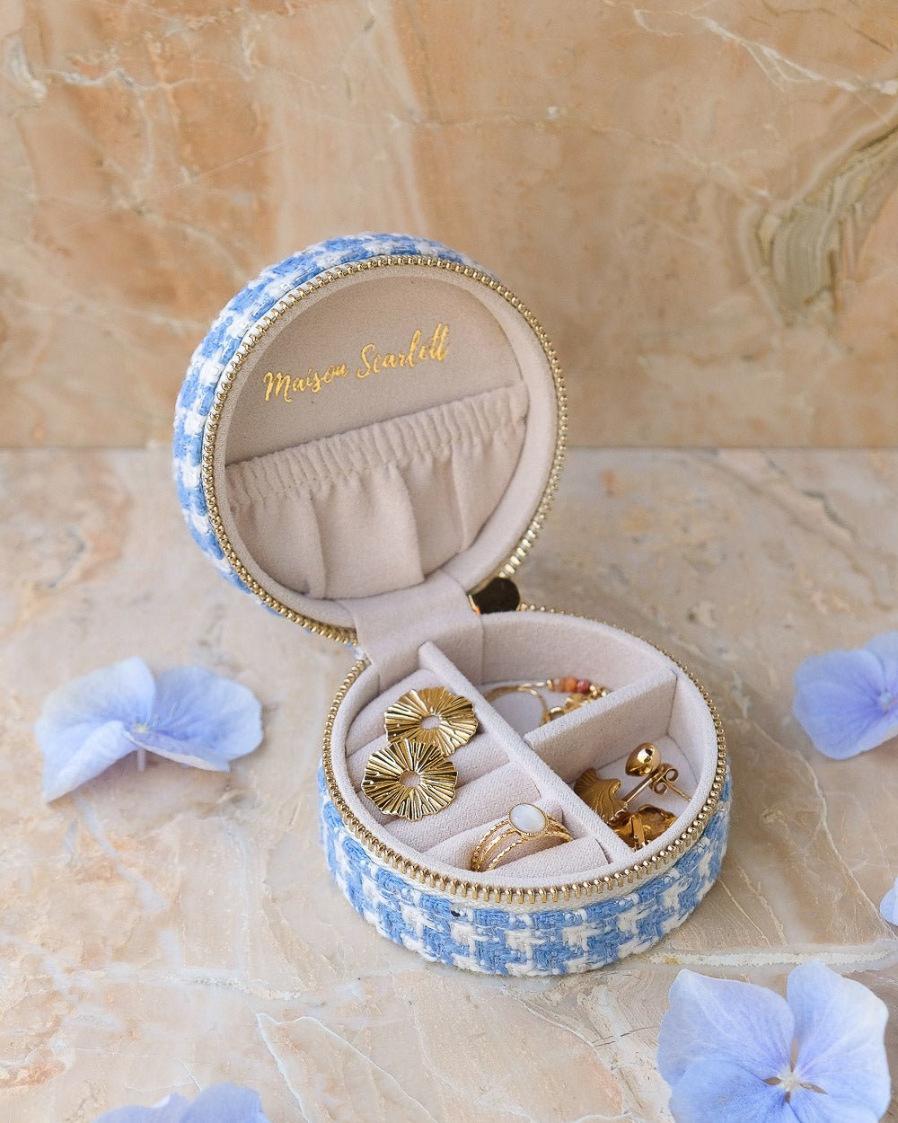 Yvonne houndstooth travel jewelry box