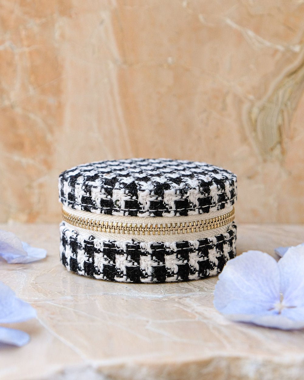 Yvonne houndstooth travel jewelry box