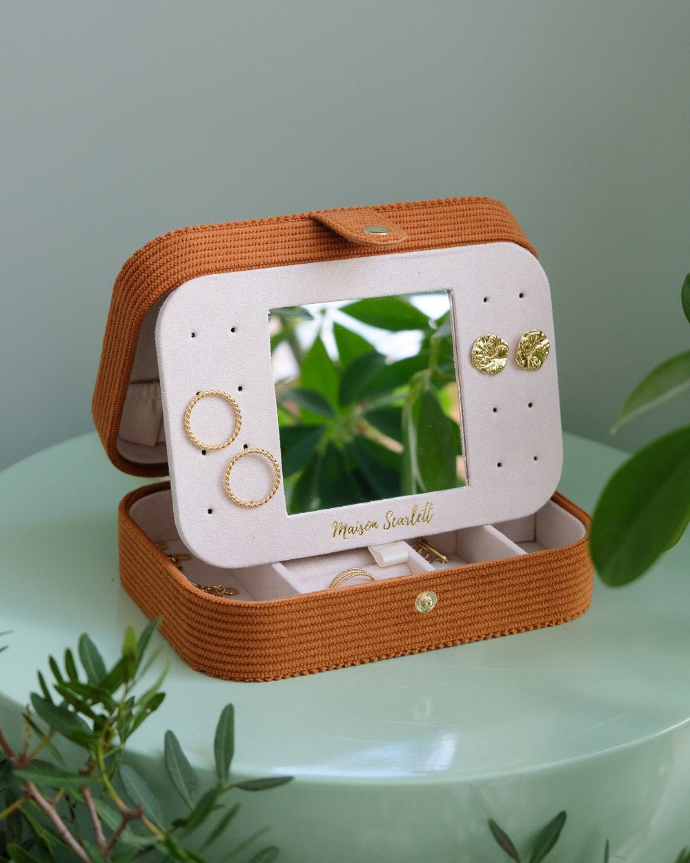 Brigitte corduroy travel jewelry box