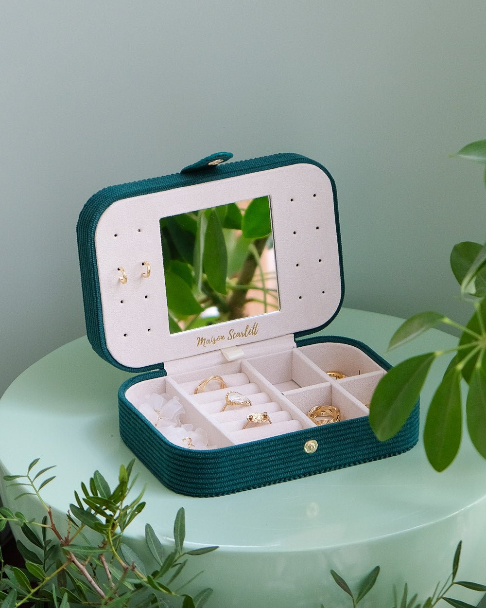 Brigitte corduroy travel jewelry box