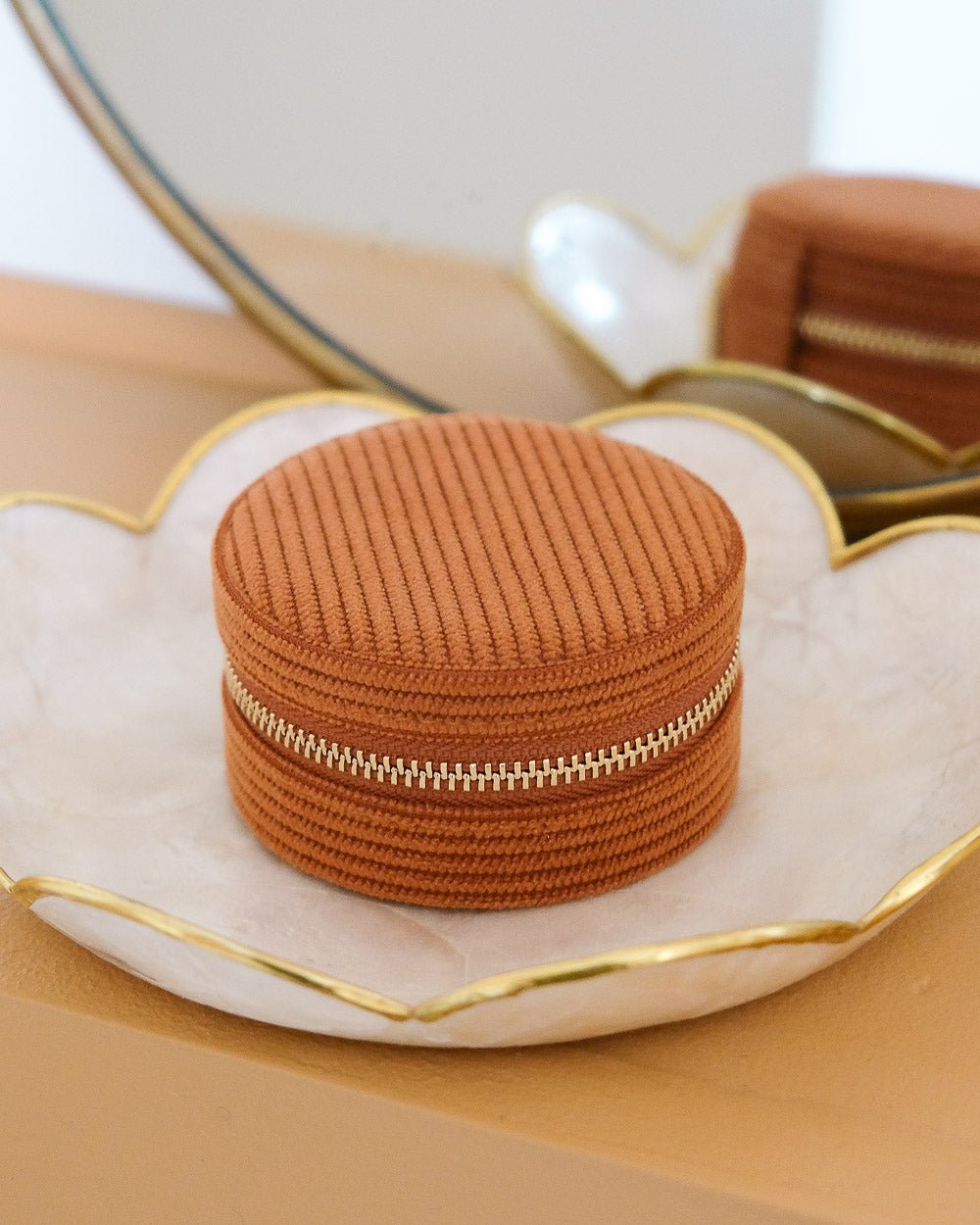 Yvonne corduroy travel jewelry box