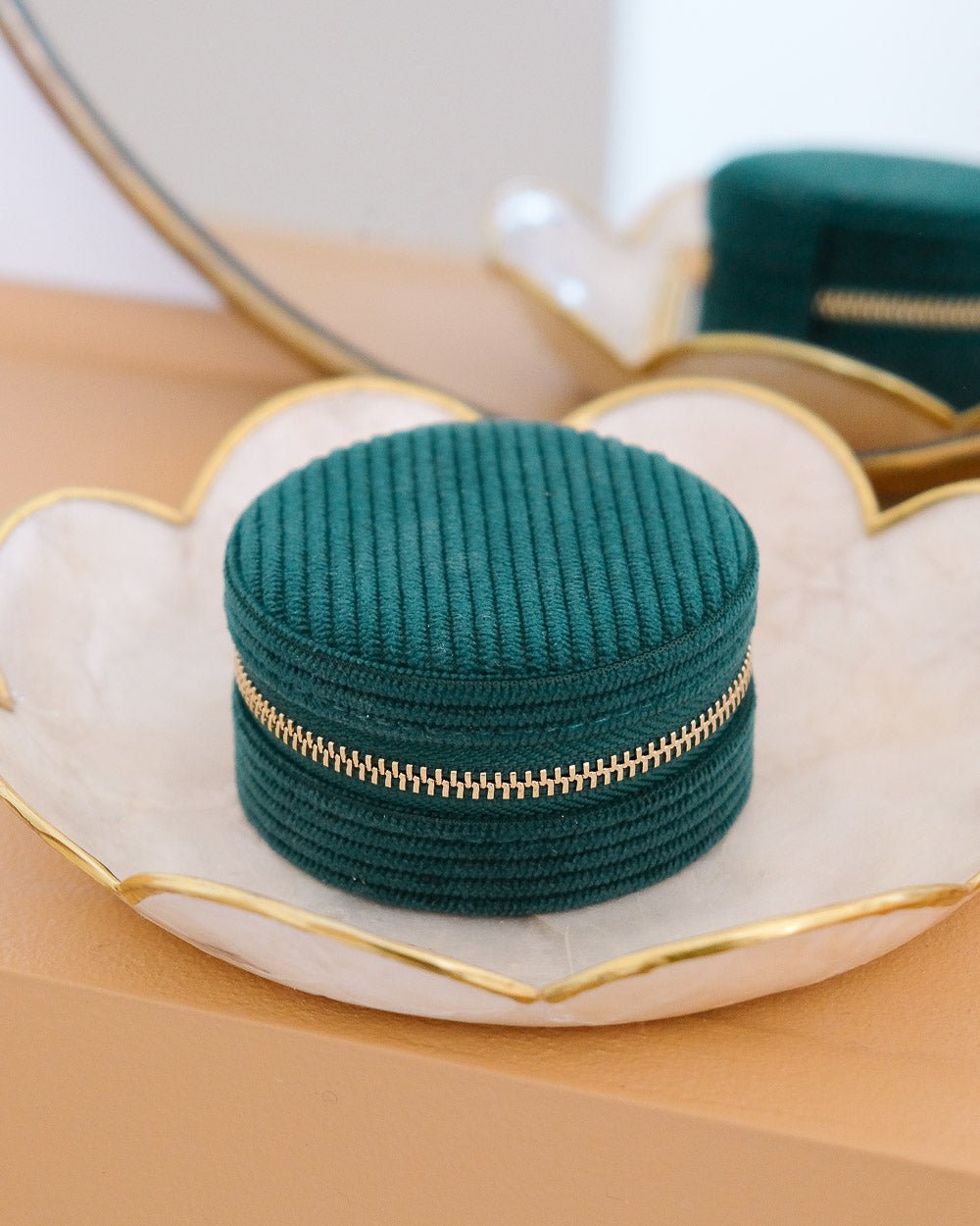 Yvonne corduroy travel jewelry box