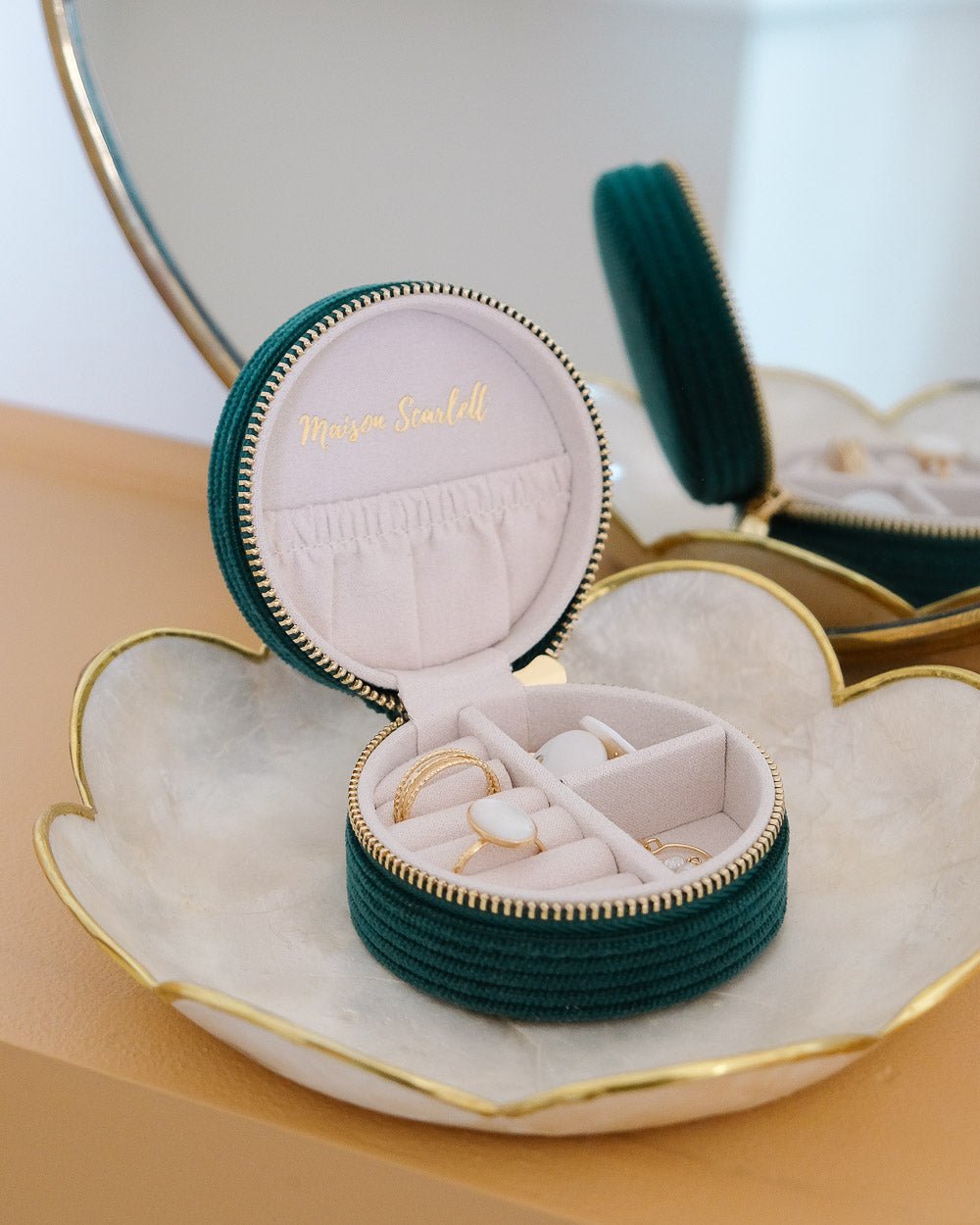 Yvonne corduroy travel jewelry box