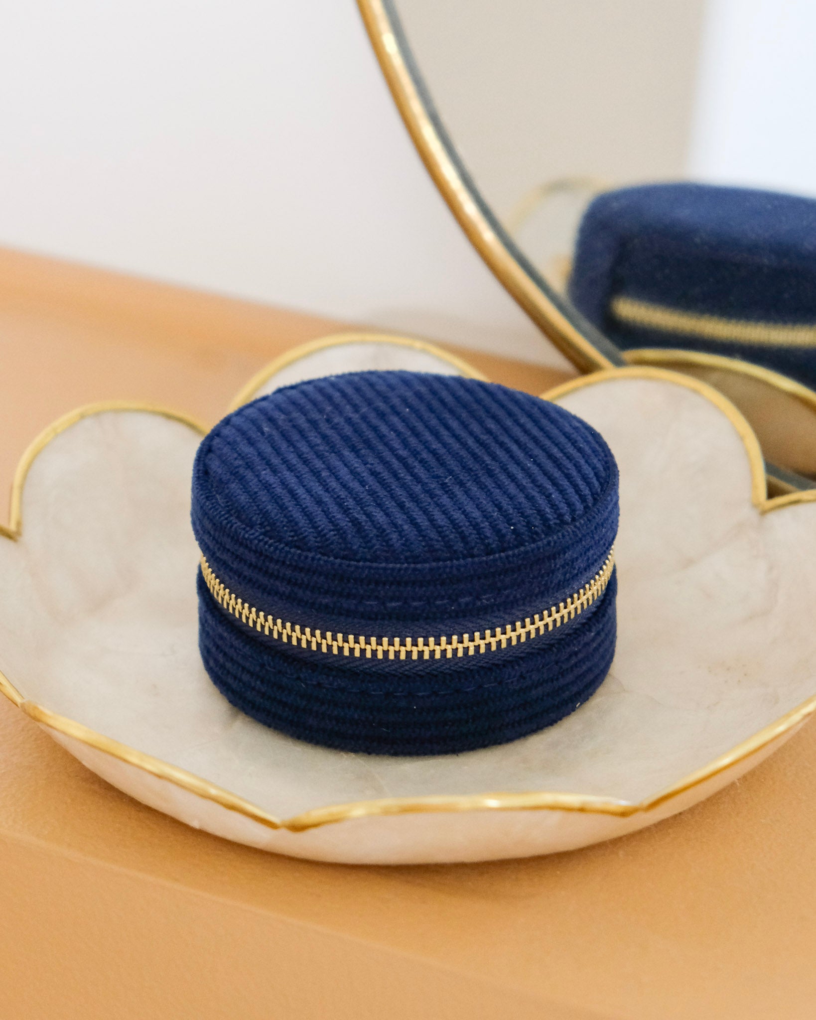 Yvonne corduroy travel jewelry box