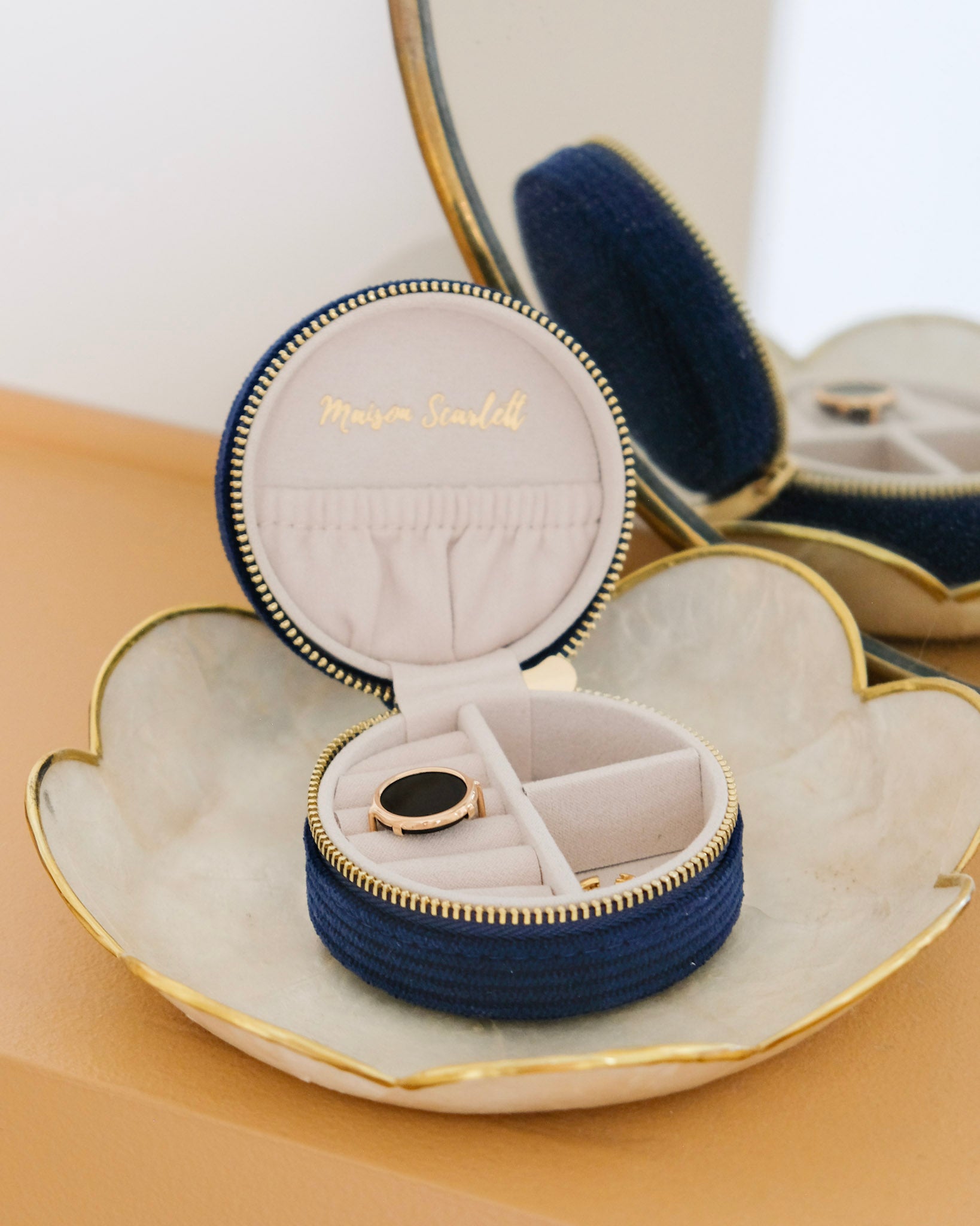 Yvonne corduroy travel jewelry box