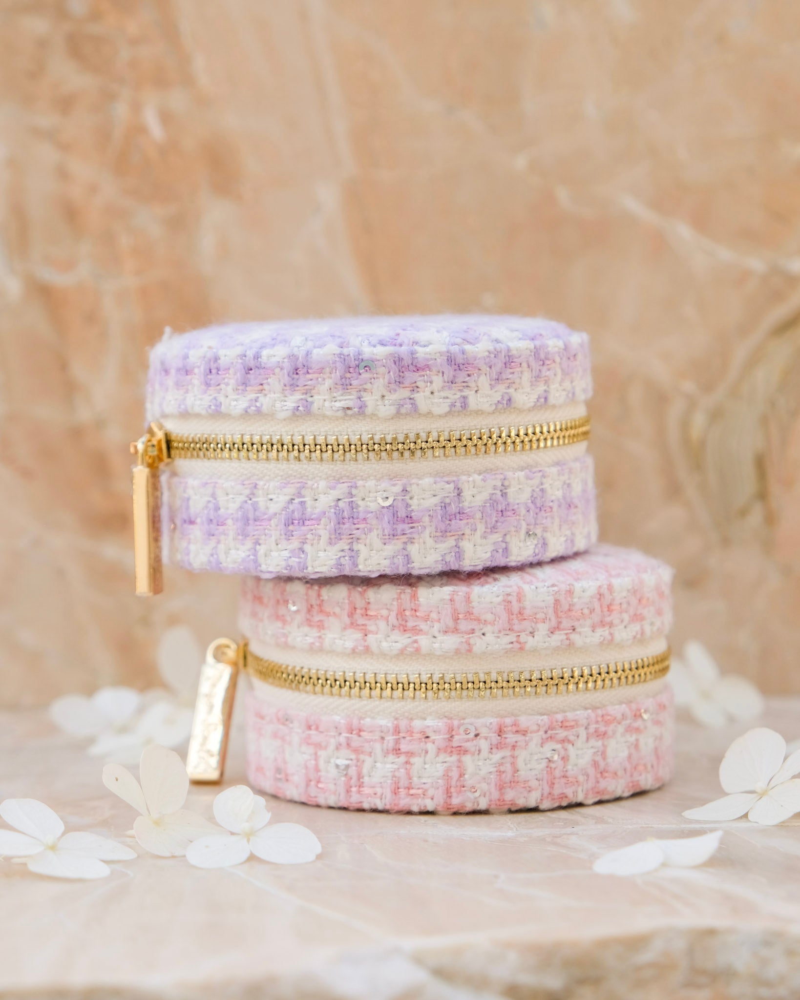 Yvonne houndstooth travel jewelry box