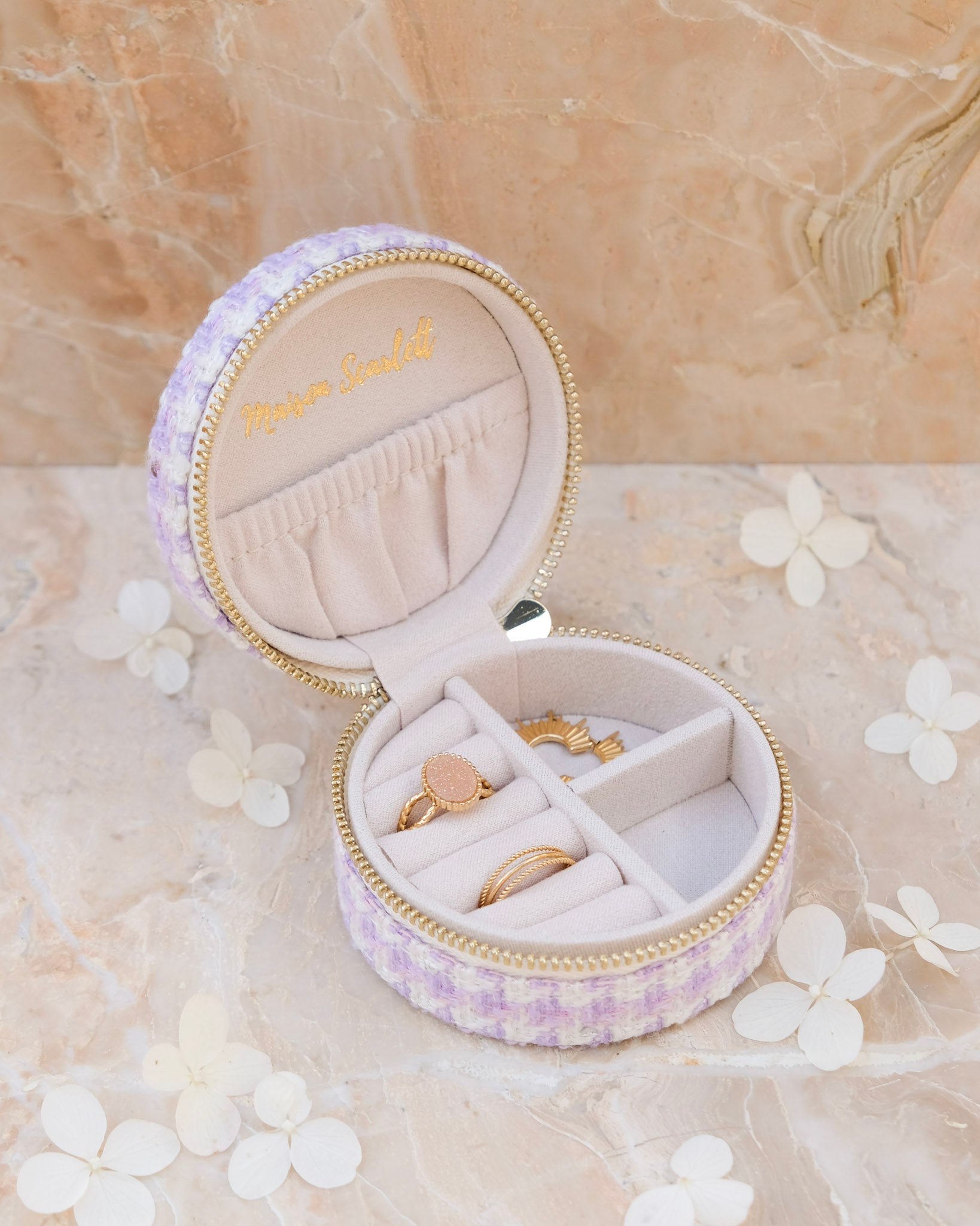 Yvonne houndstooth travel jewelry box