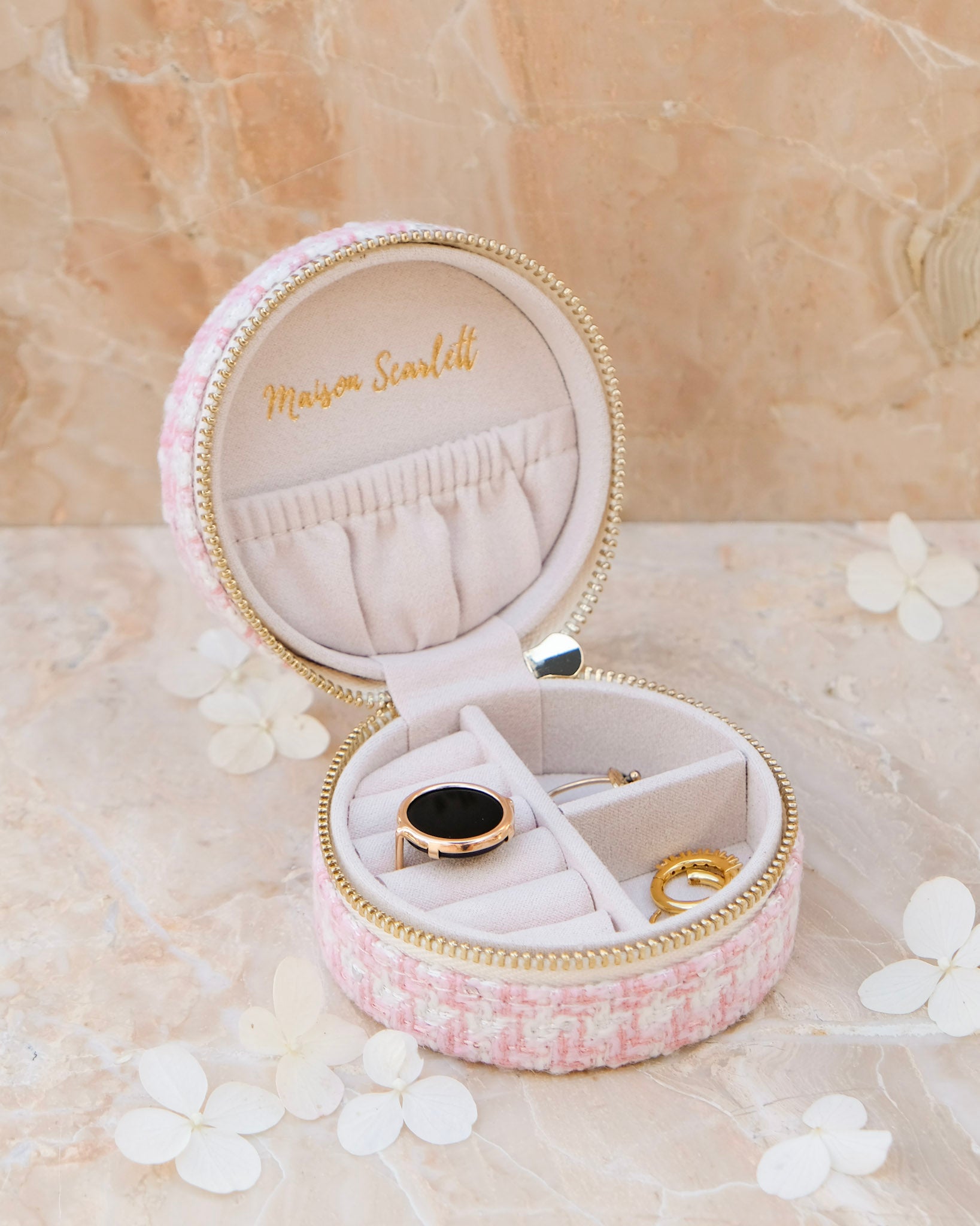 Yvonne houndstooth travel jewelry box