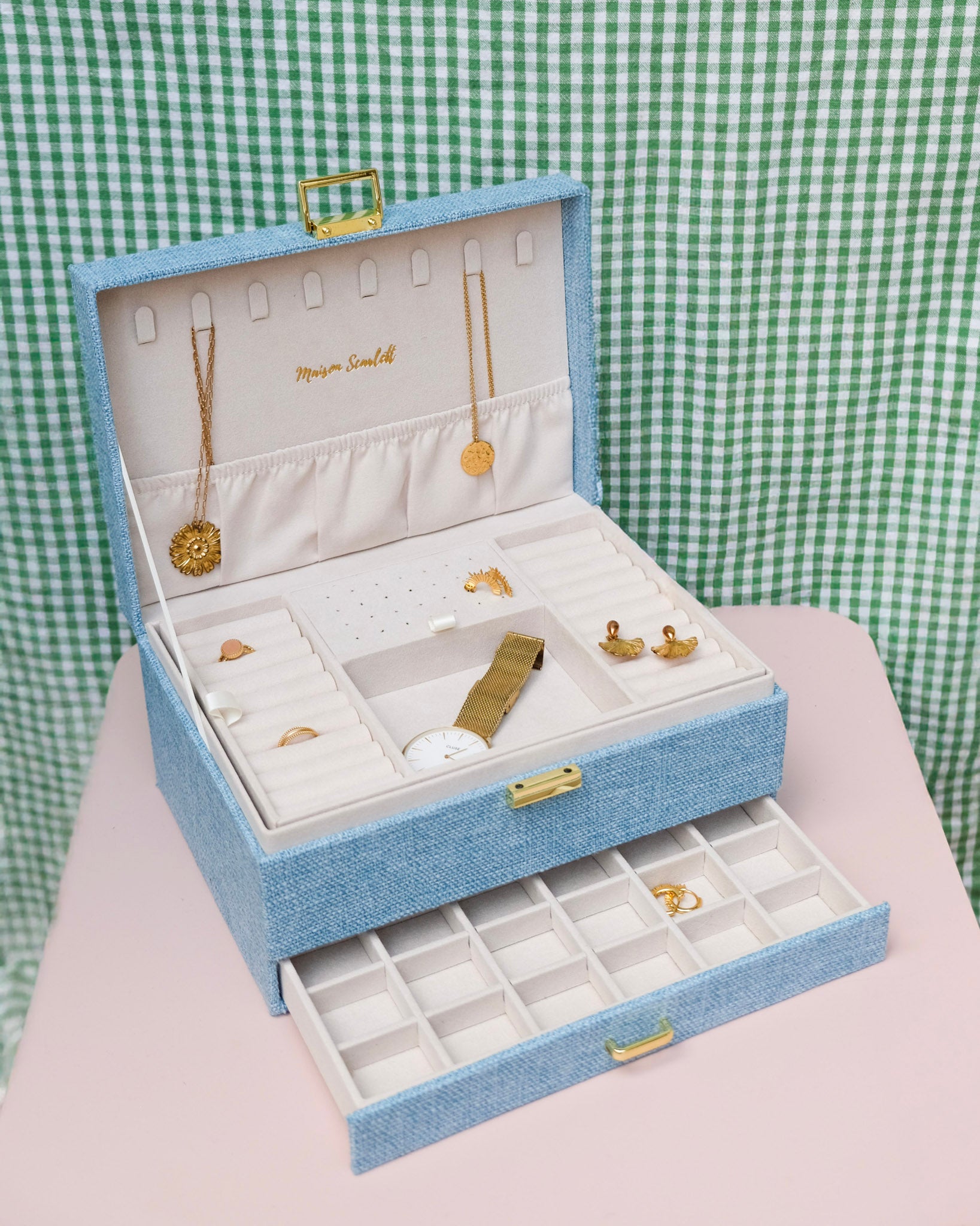 Denise linen effect jewelry box