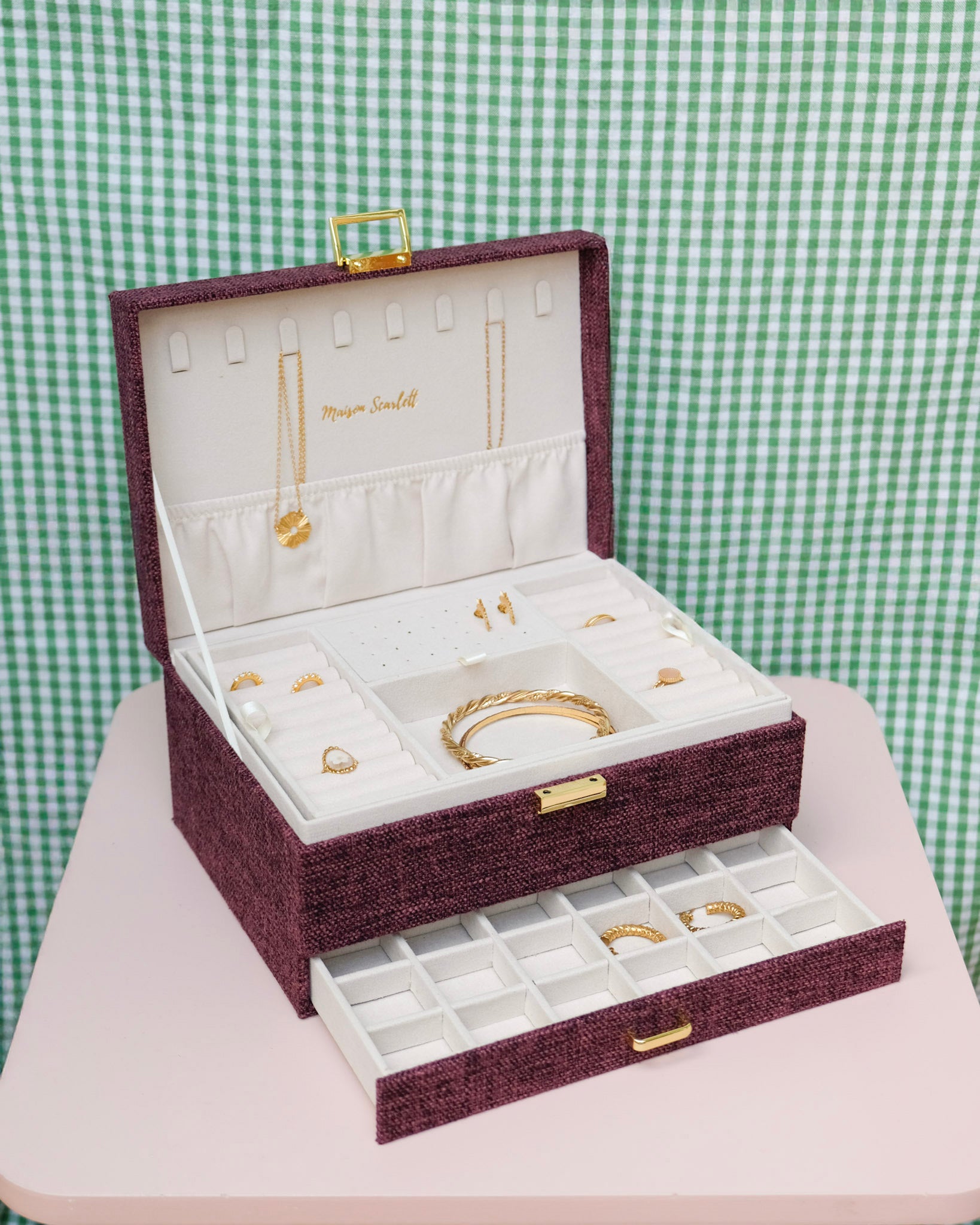 Denise linen effect jewelry box