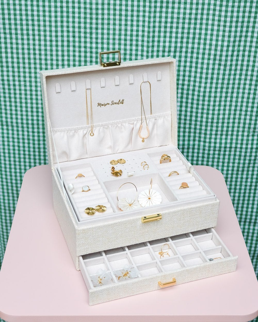 Denise linen effect jewelry box