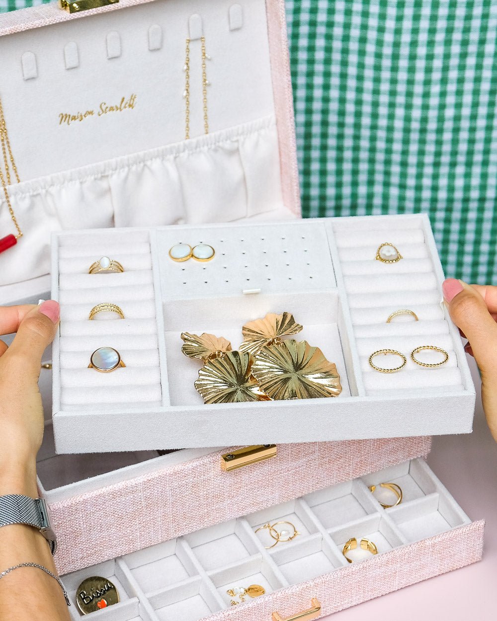 Denise linen effect jewelry box