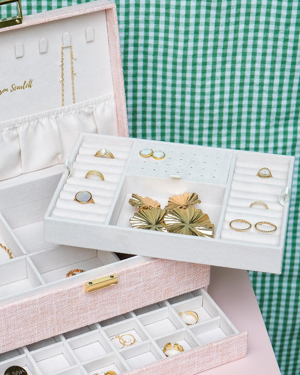 Denise linen effect jewelry box