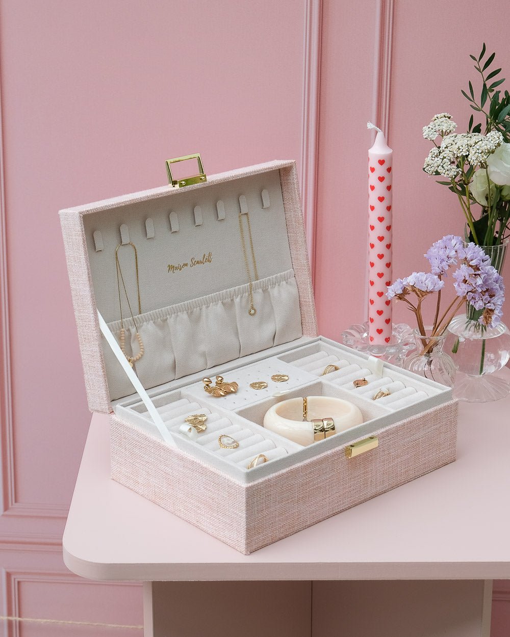 Louise linen effect jewelry box