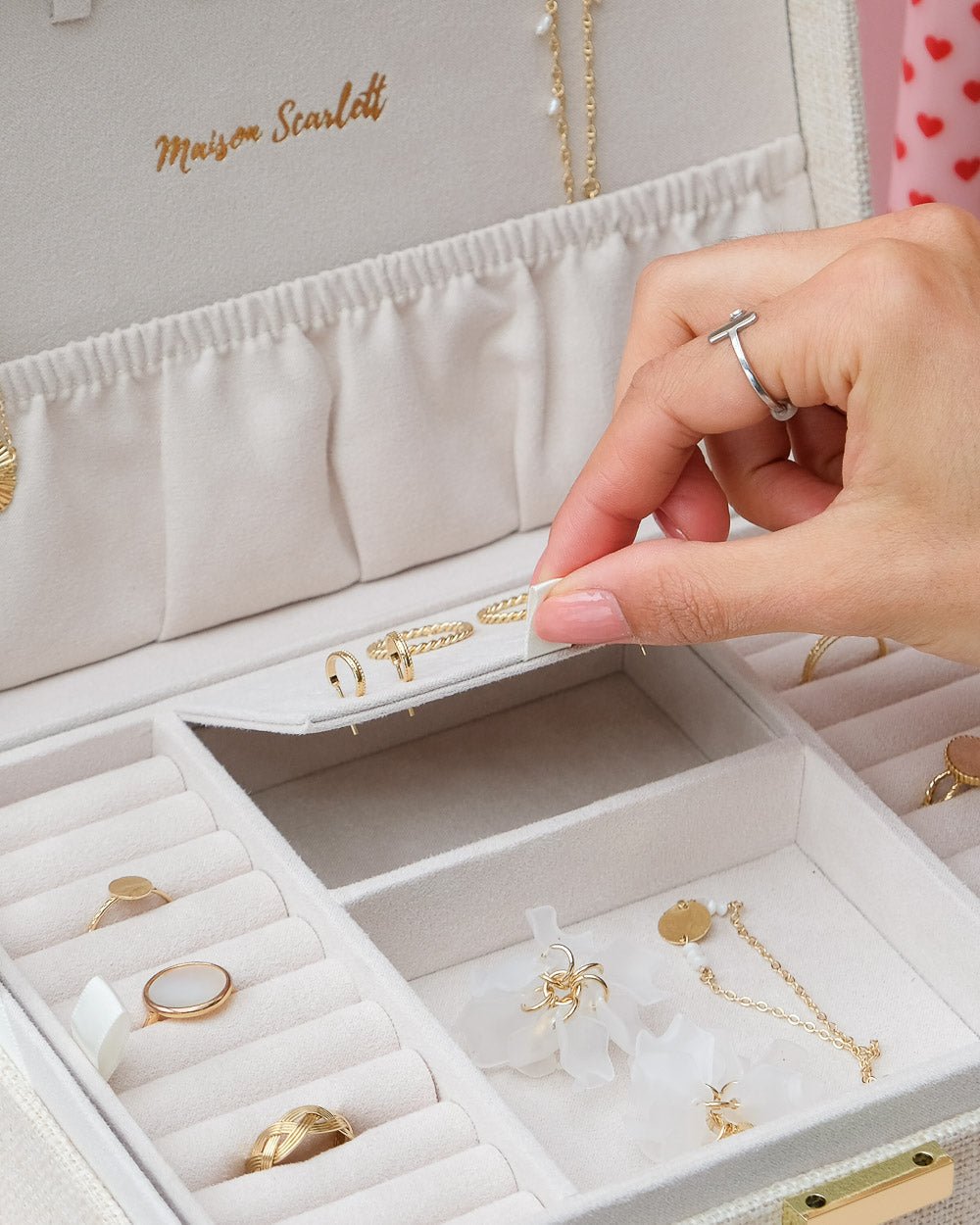 Louise linen effect jewelry box