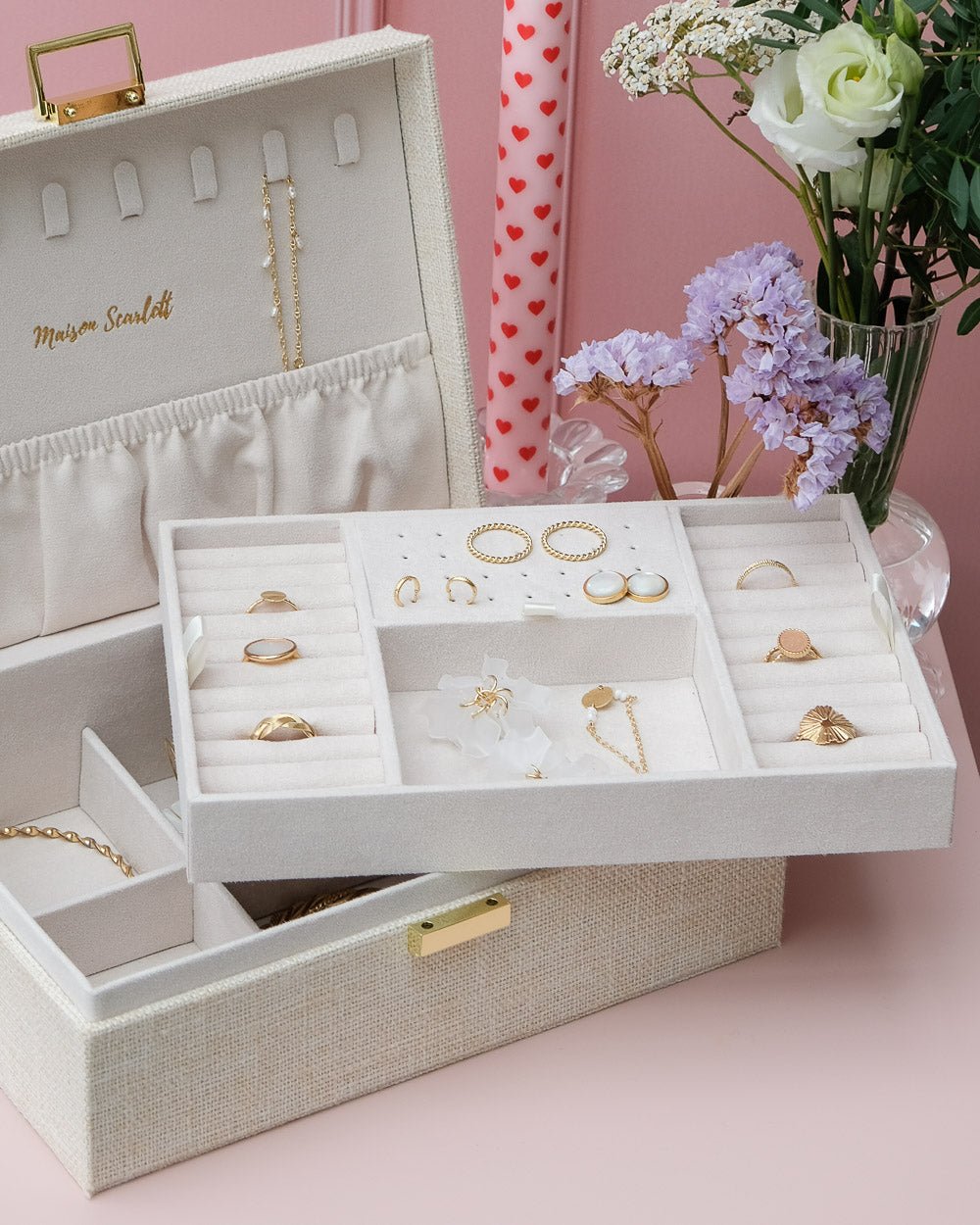 Louise linen effect jewelry box