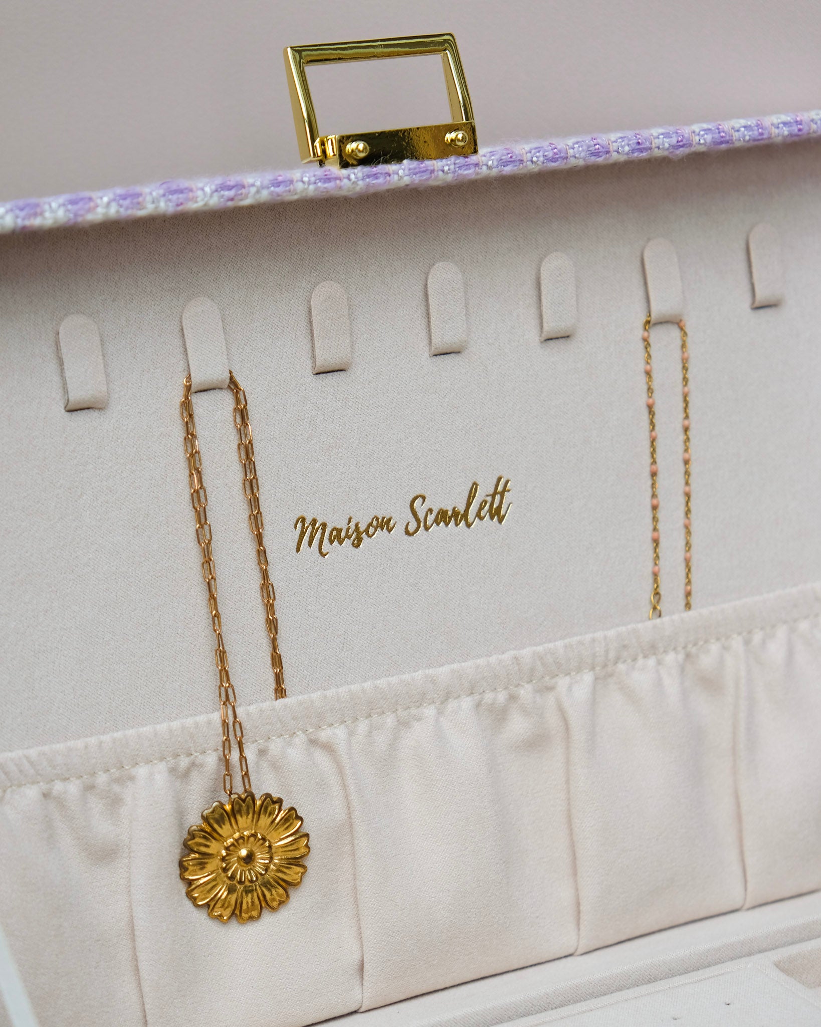 Boîte à bijoux Louise en pied-de-poule