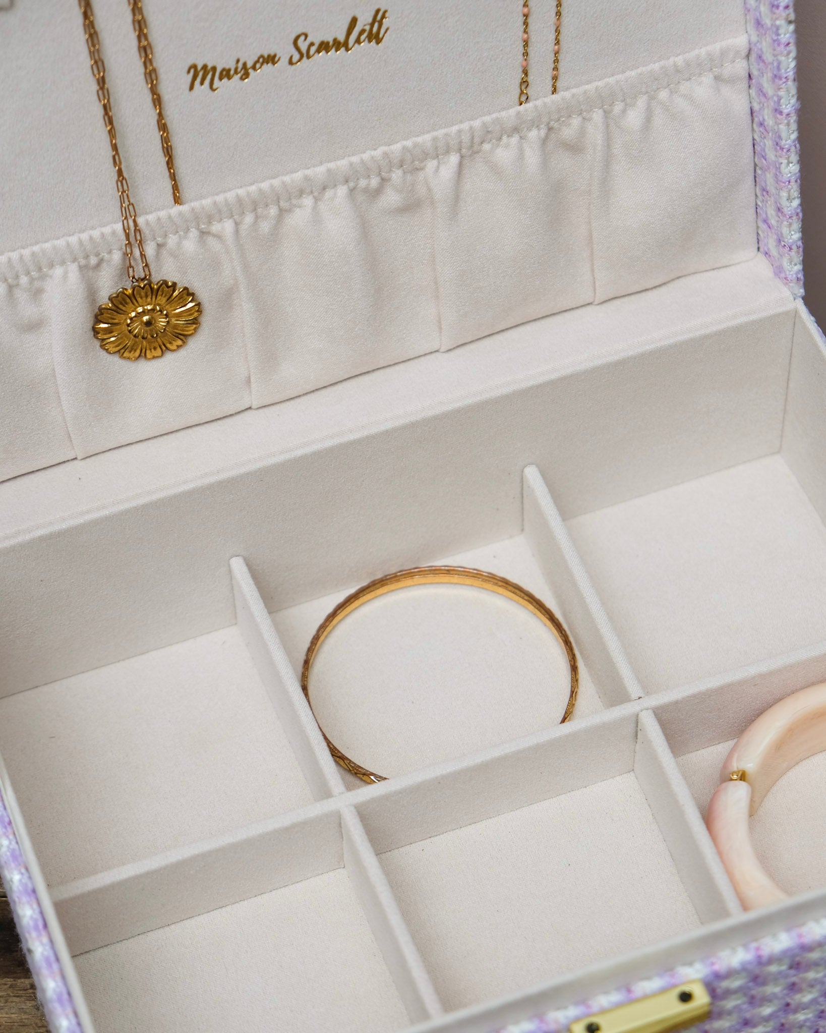 Boîte à bijoux Louise en pied-de-poule