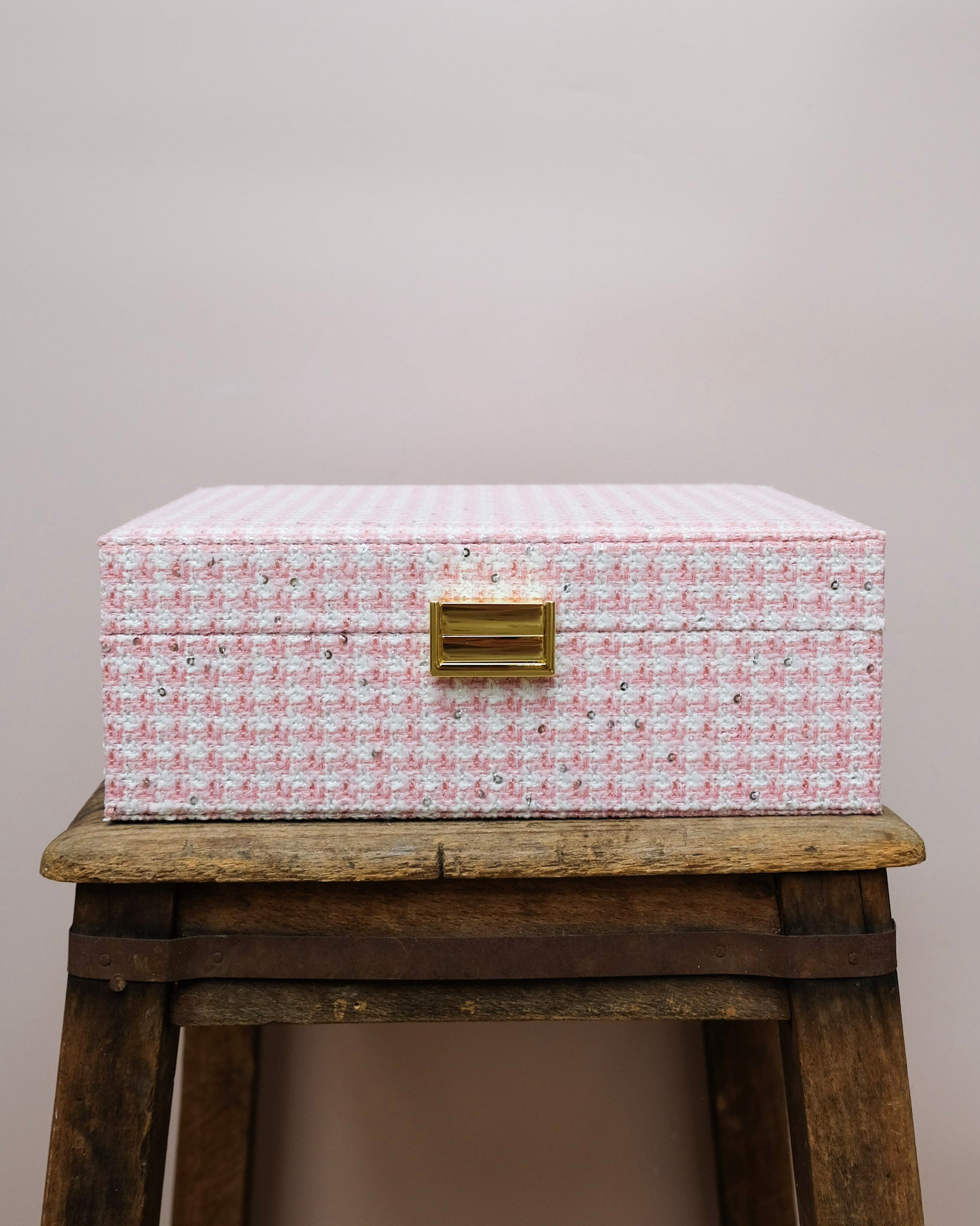 Boîte à bijoux Louise en pied-de-poule