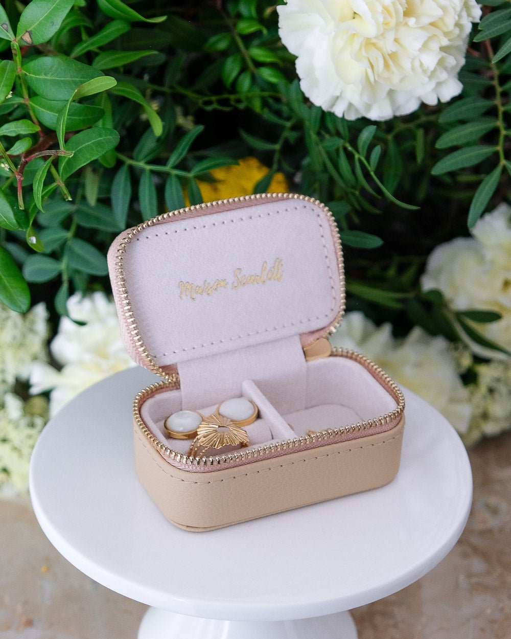 Marie PU leather mini travel jewelry box