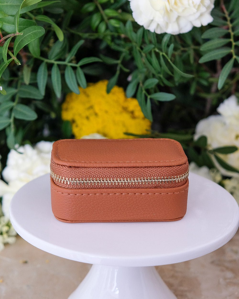 Marie PU leather mini travel jewelry box