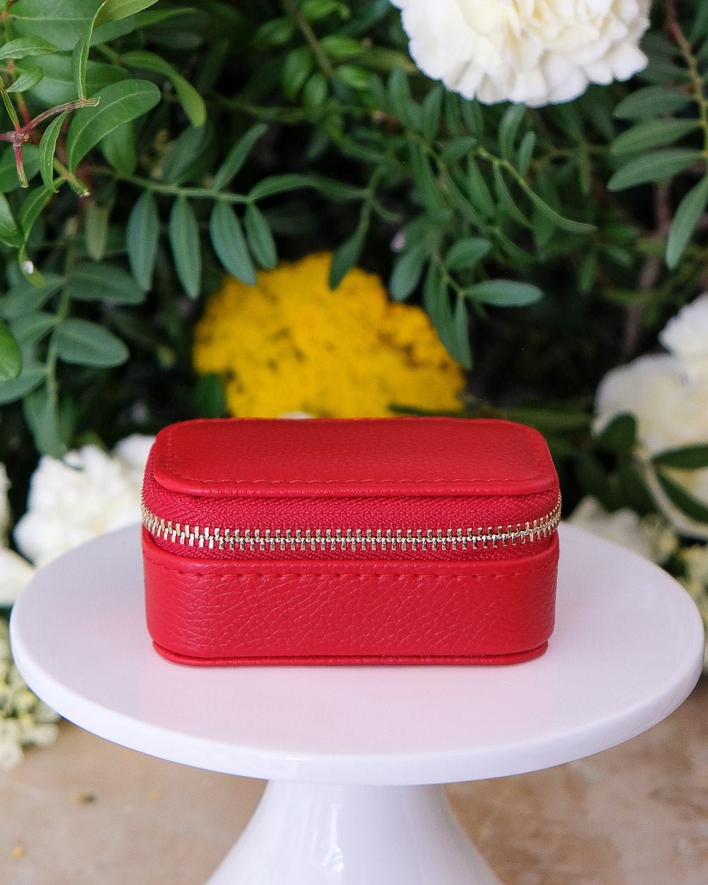 Marie PU leather mini travel jewelry box