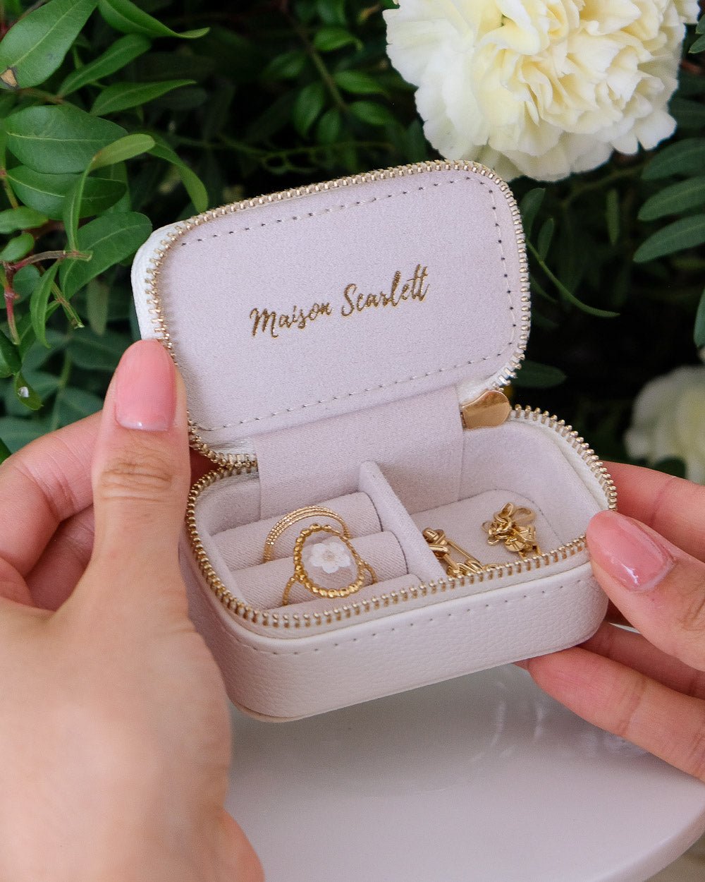 Marie PU leather mini travel jewelry box