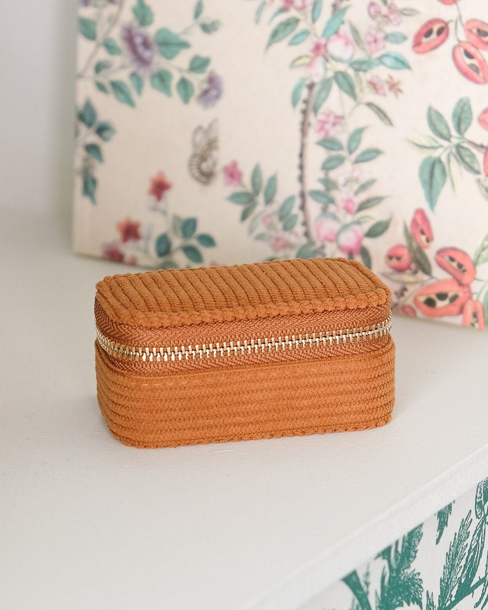Marie corduroy mini travel jewelry box