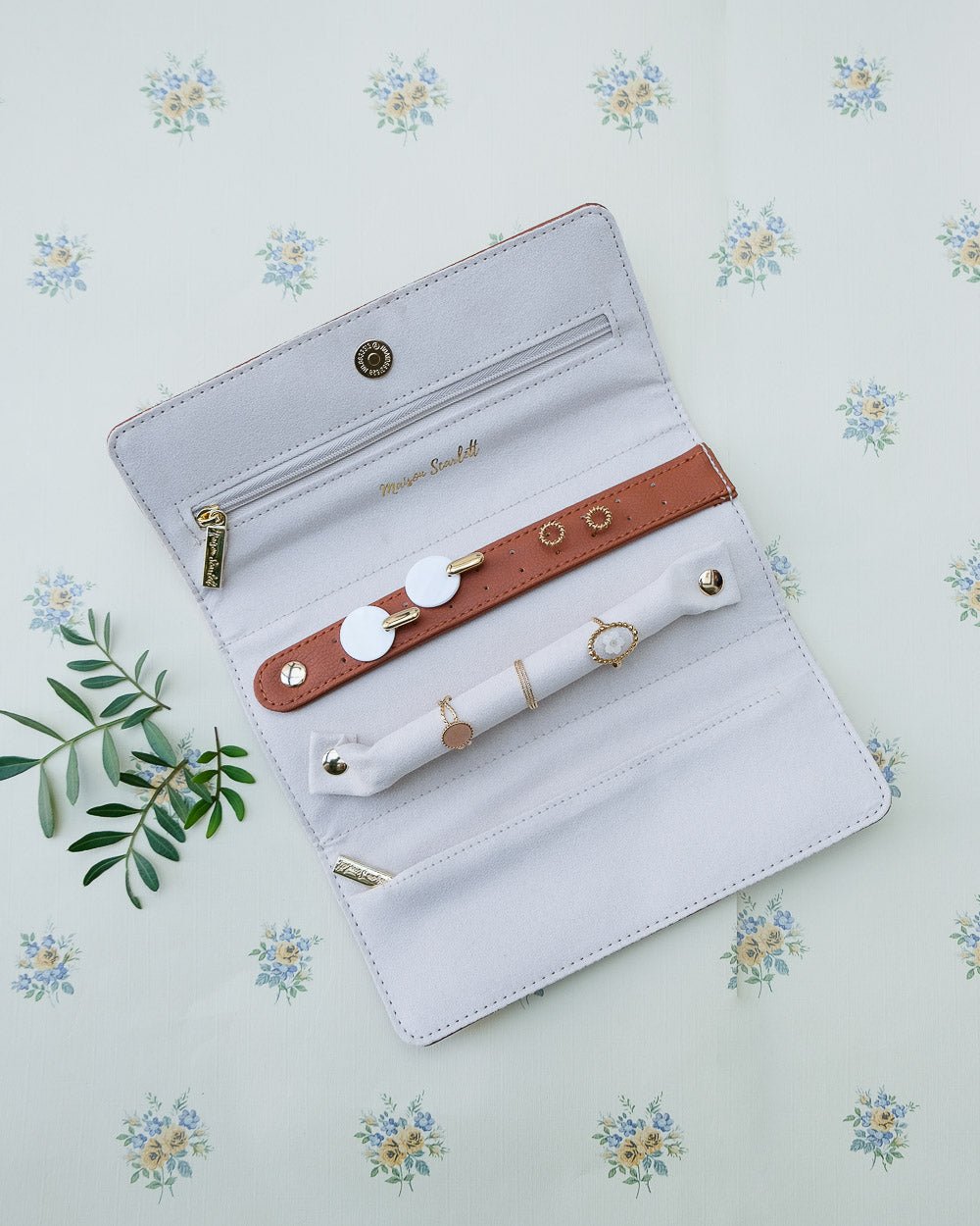 Catherine PU leather travel jewelry pouch