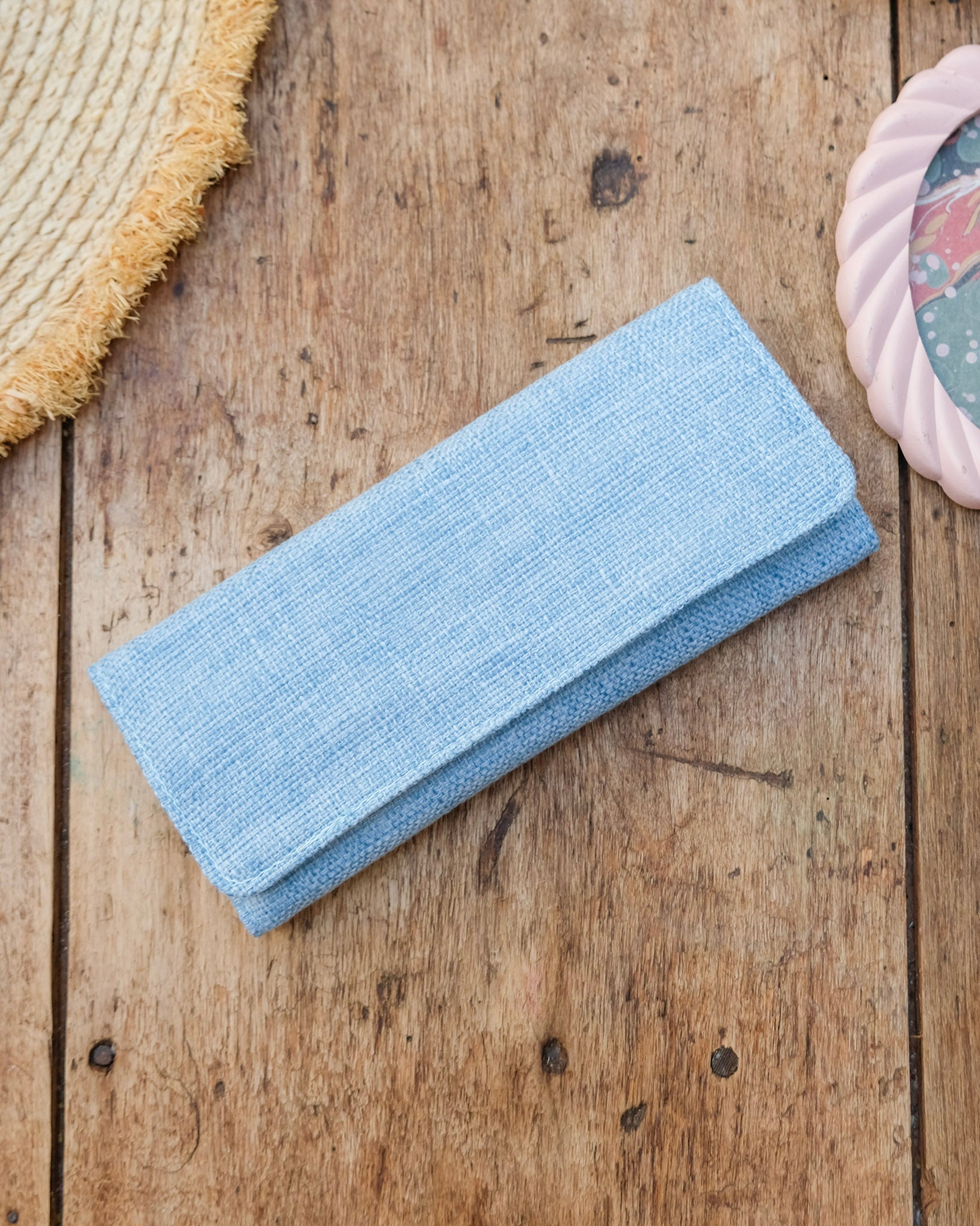 Catherine linen-effect jewelry pouch