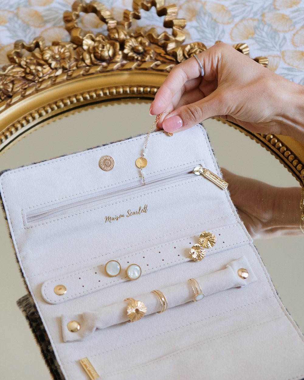 Catherine leopard travel jewelry pouch