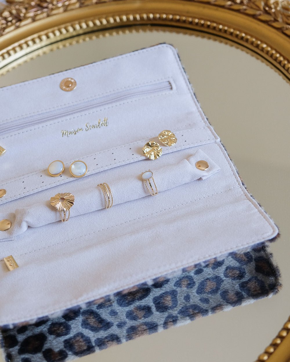 Catherine leopard travel jewelry pouch